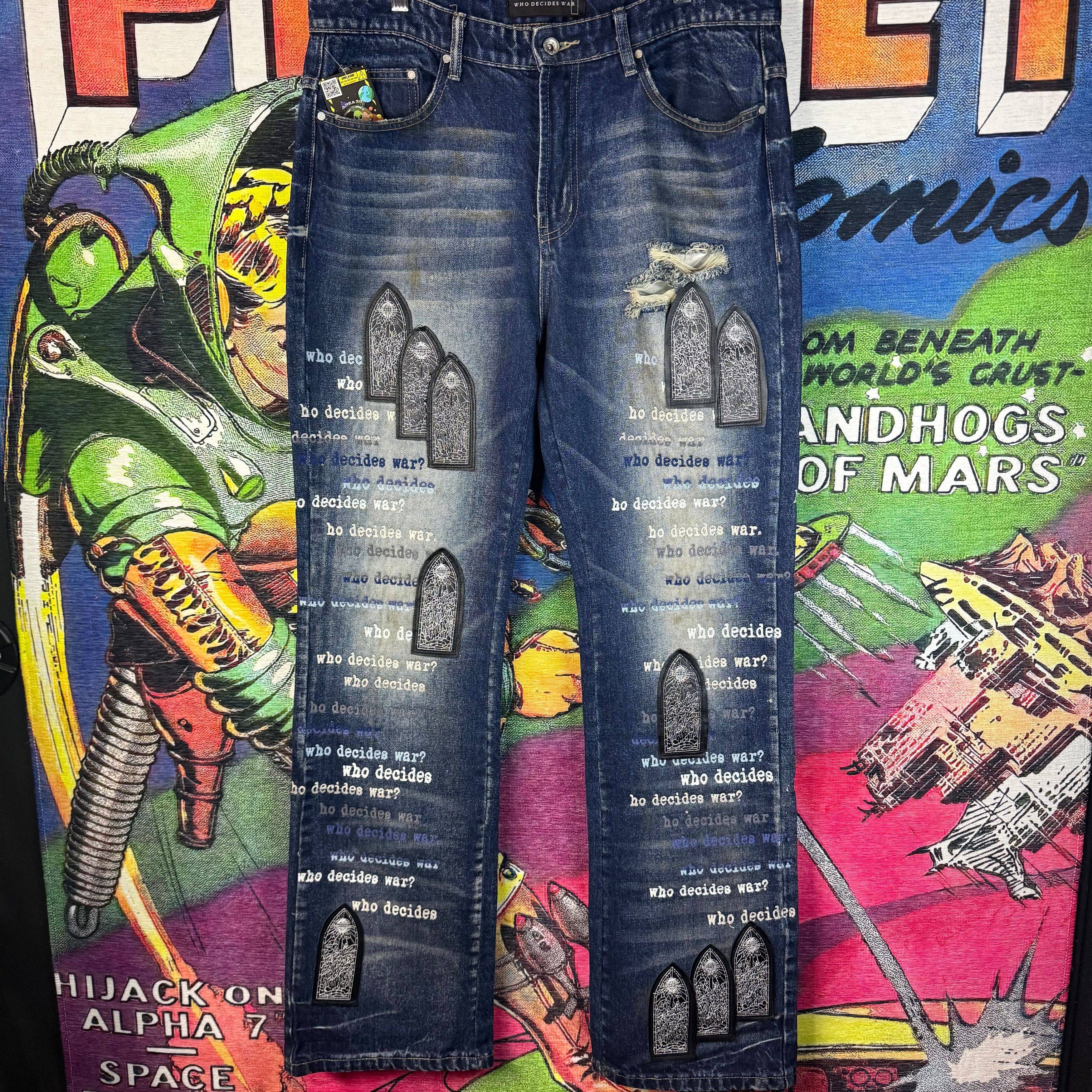 Who Decides War Who Decides War Scripture Denim Jeans Size 34 Size US 34 / EU 50 - 1 Thumbnail