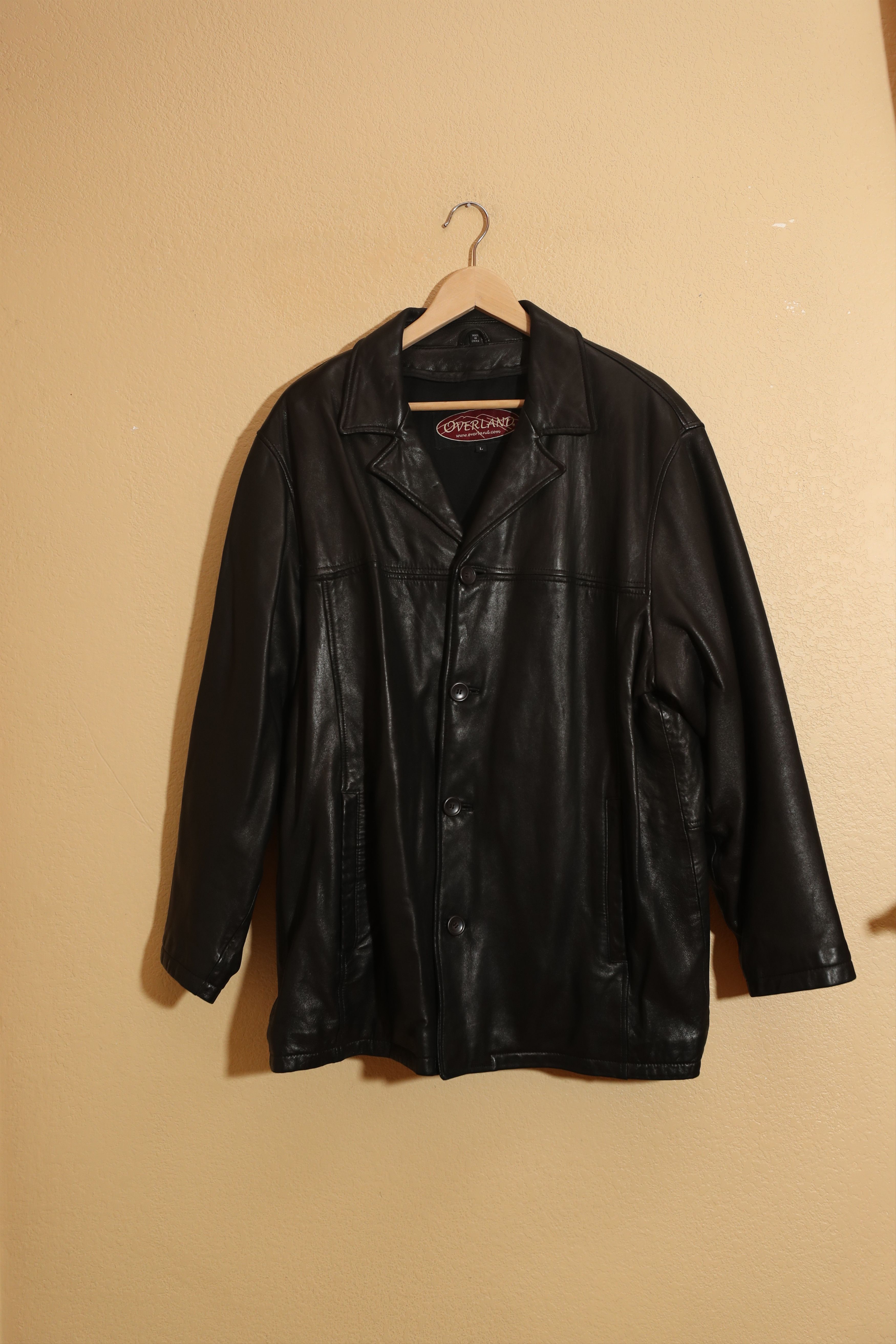 Overland Overland Vintage Black Leather Jacket (L) Size US L / EU 52-54 / 3 - 1 Thumbnail