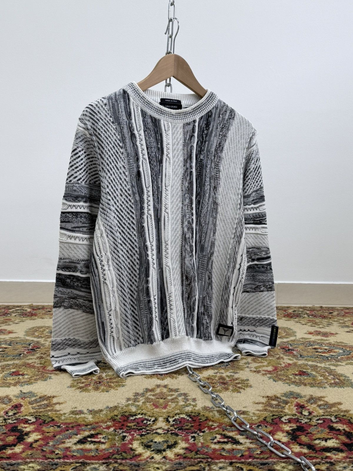 Carlo Colucci Vintage Carlo Colucci Coogi Style 3D Cable Knit Sweater. Size US S / EU 44-46 / 1 - 1 Thumbnail