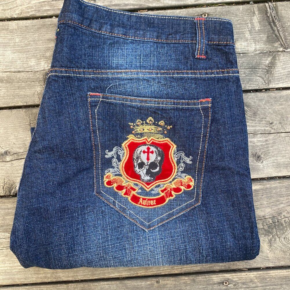 Avirex × Vintage Vintage Y2K Avirex Embroidered Jeans Size 40 'Skull King' B Size US 40 / EU 56 - 3 Thumbnail