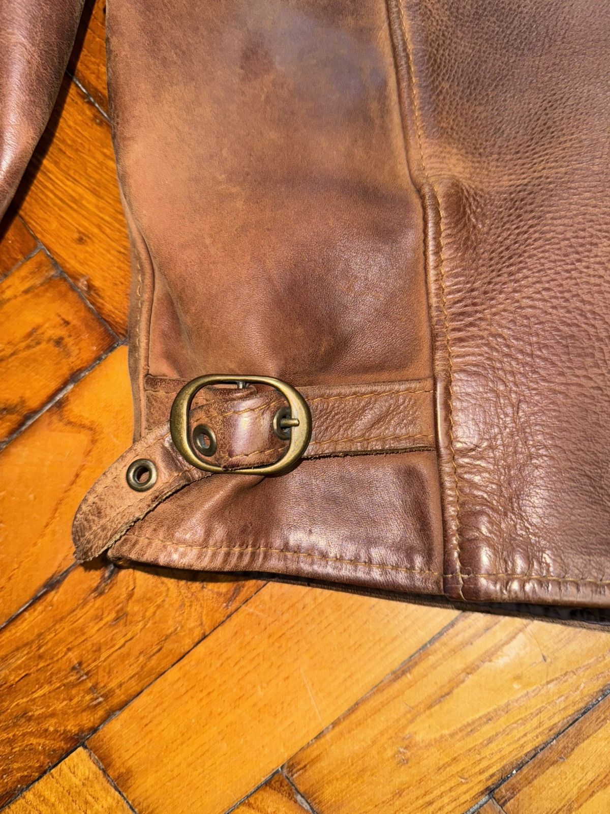 Schott Sunfaded brown leather Steerhide Schott mod. 133 highwayman Size US XXL / EU 58 / 5 - 15 Thumbnail
