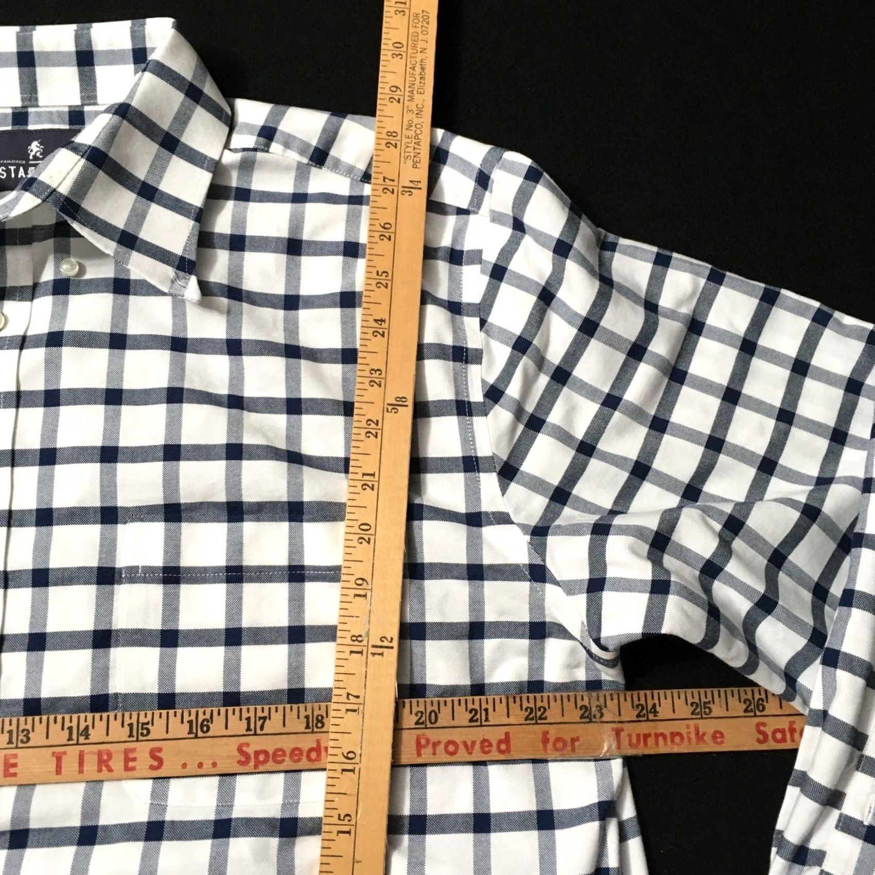Stafford Stafford Shirt Mens 16.5 White Wrinkle Free Oxford Check Button Down Size US XL / EU 56 / 4 - 4 Thumbnail