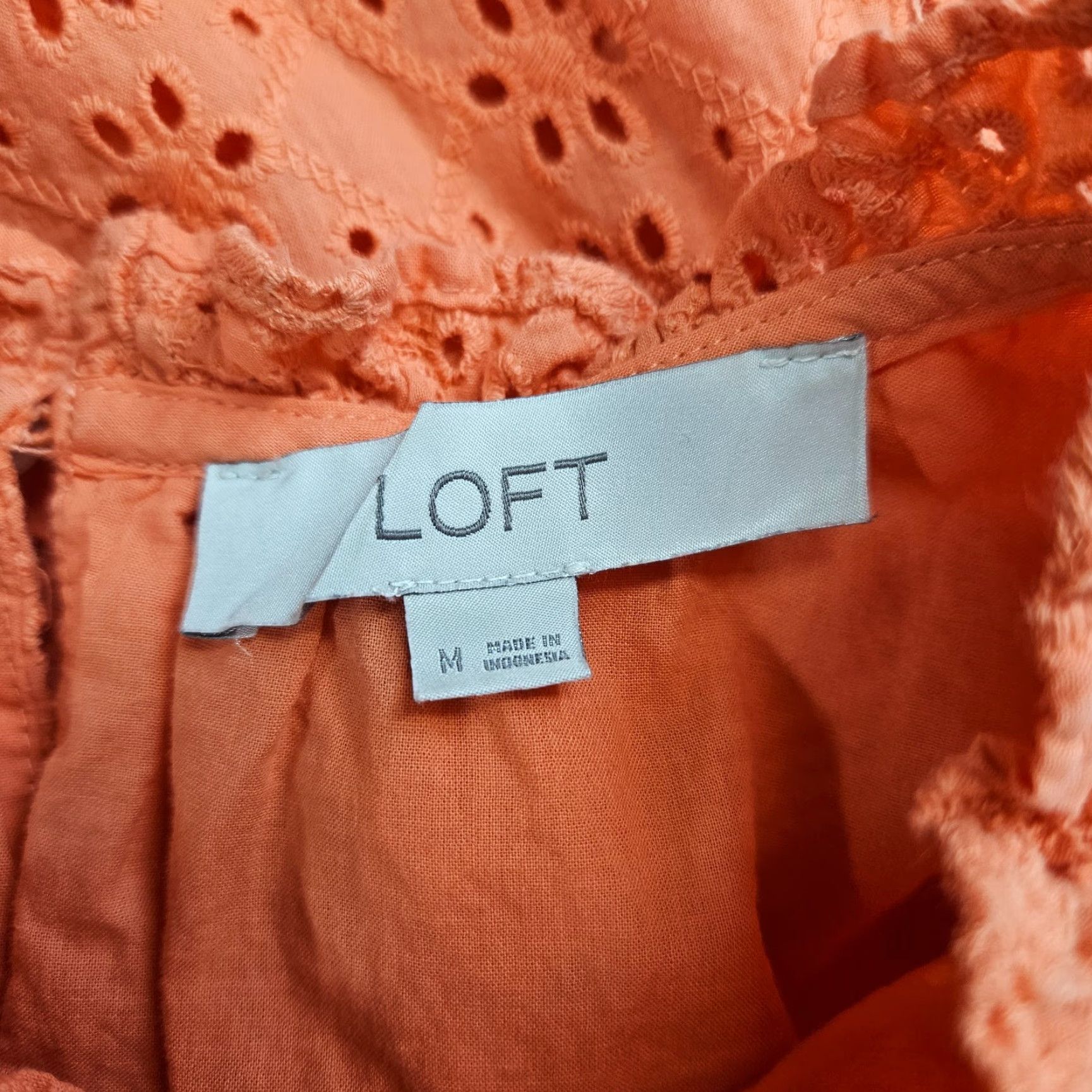 Loft VINTAGE Ann Taylor LOFT Womens Eyelet Top Sz Medium Orange Sleeveless Cotton Size M / US 6-8 / IT 42-44 - 5 Thumbnail