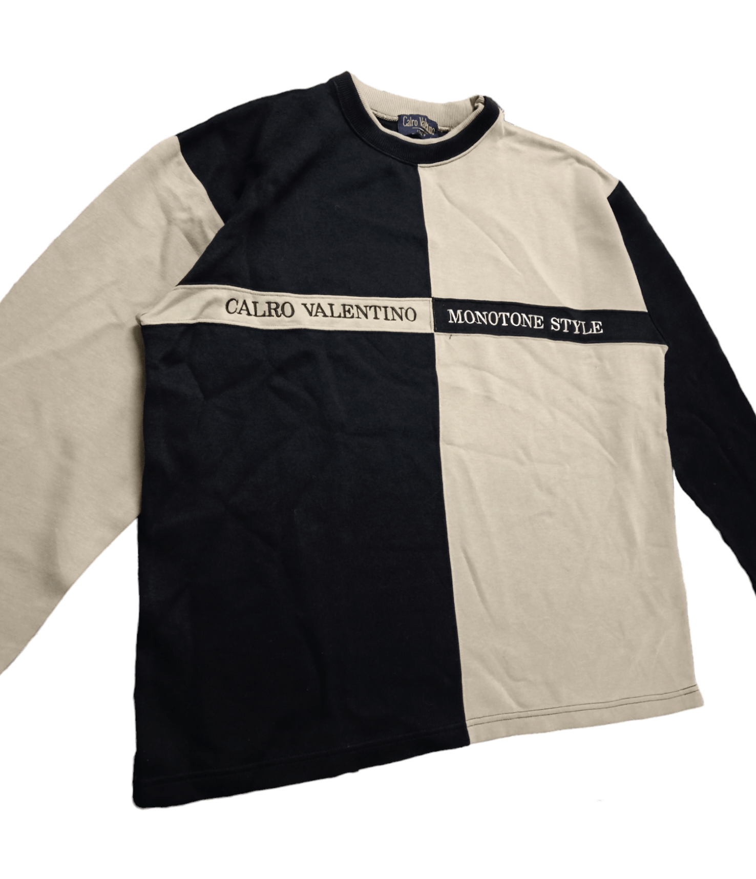 Valentino × Vintage Vintage 2-Tone Carlo Valentino Italy Big Logo Sweatshirt Size US L / EU 52-54 / 3 - 4 Thumbnail