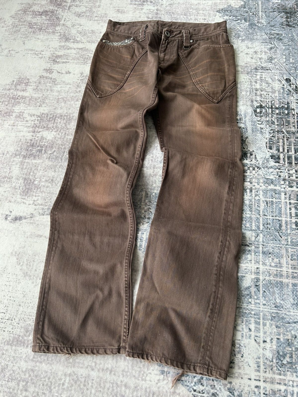 If Six Was Nine Flared Nicole Club Brown Snake Pants Size US 30 / EU 46 - 2 Thumbnail