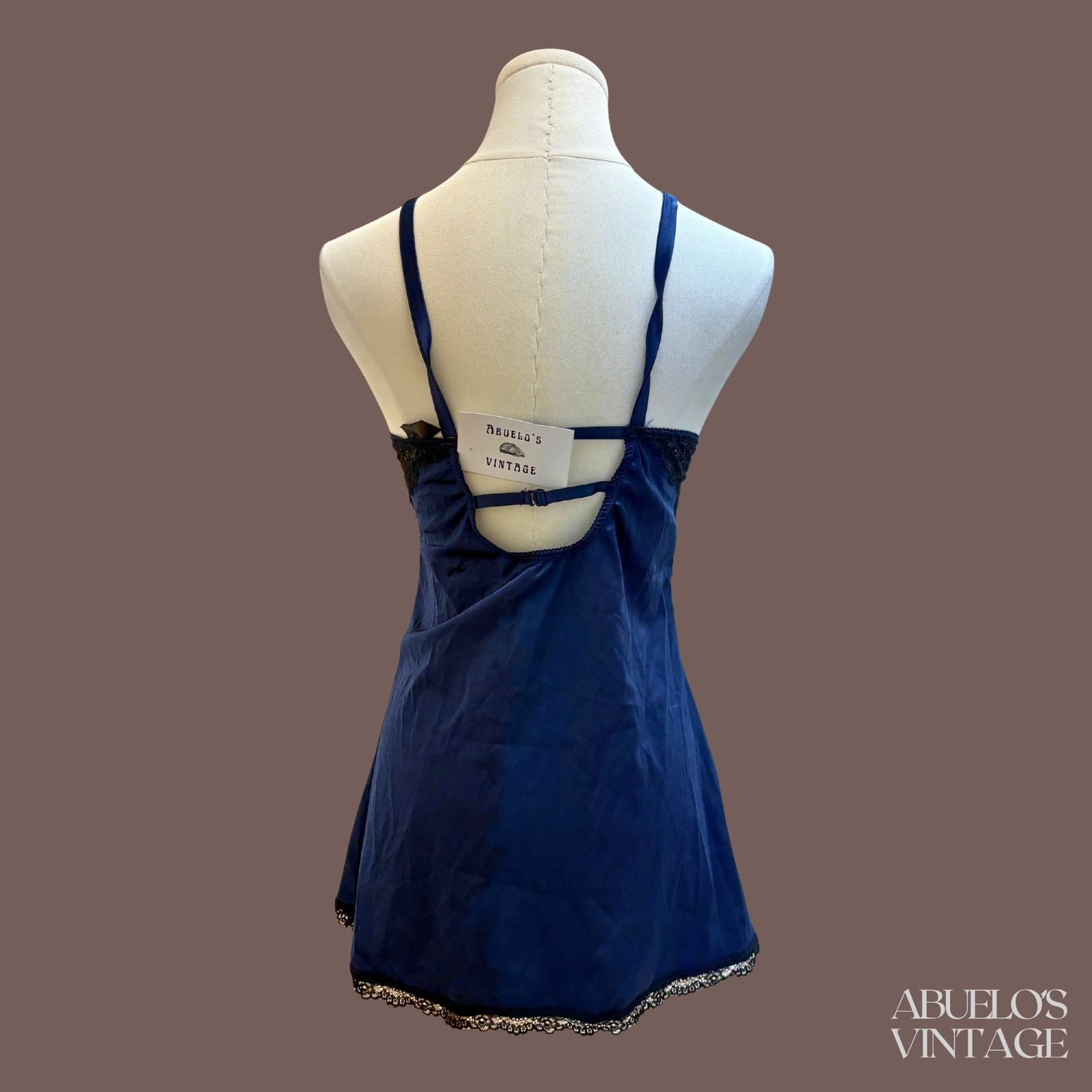 Vintage VTG Lace Slip Dress | Fredericks Blue | Y2K Size M / US 6-8 / IT 42-44 - 3 Thumbnail