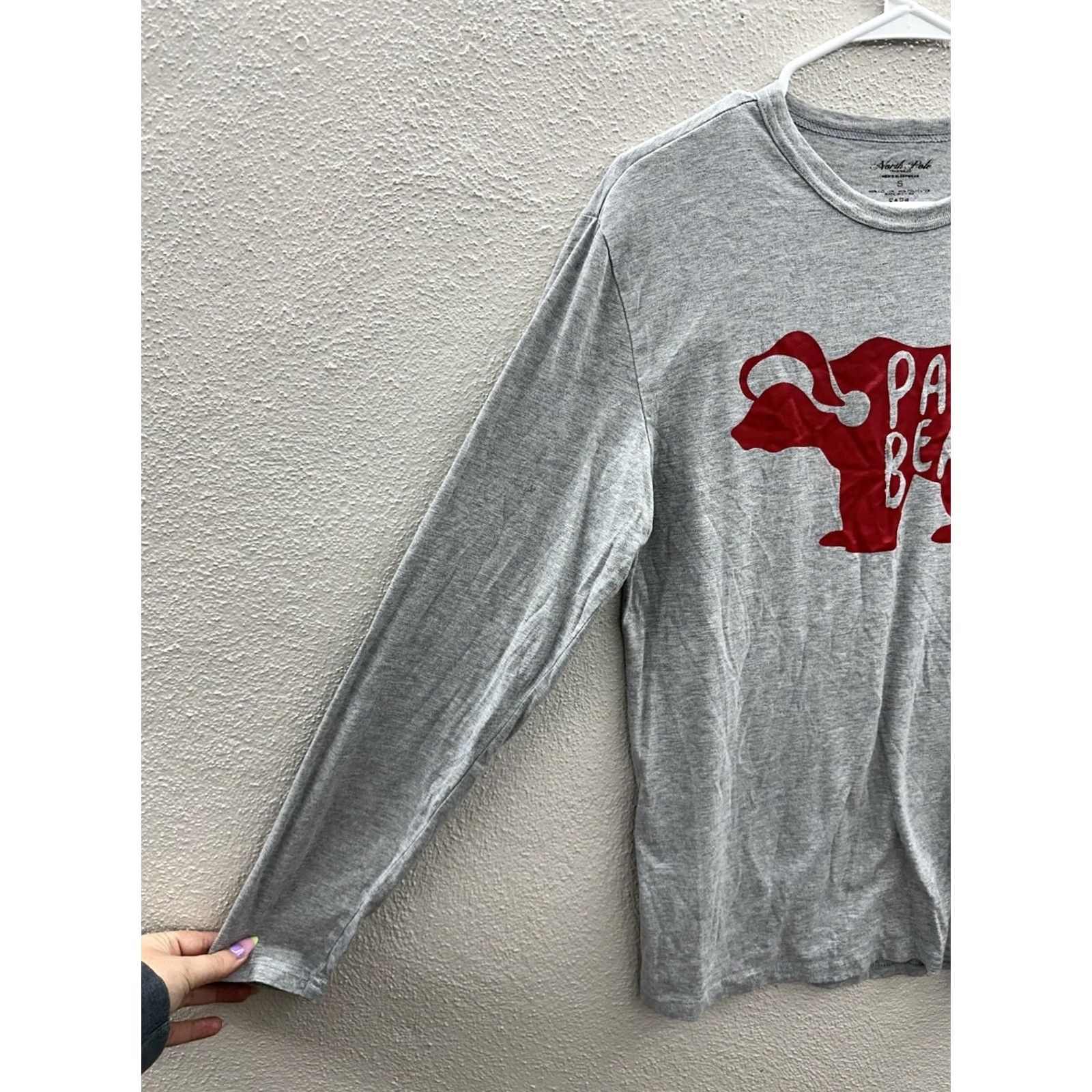 Vintage North Pole Mens Sleep Shirt Small Round Neck Long Sleeve Blue Cotton Polyester Holiday Sleepwear Sleepshirt Mens Christmas Theme Size US S / EU 44-46 / 1 - 3 Thumbnail