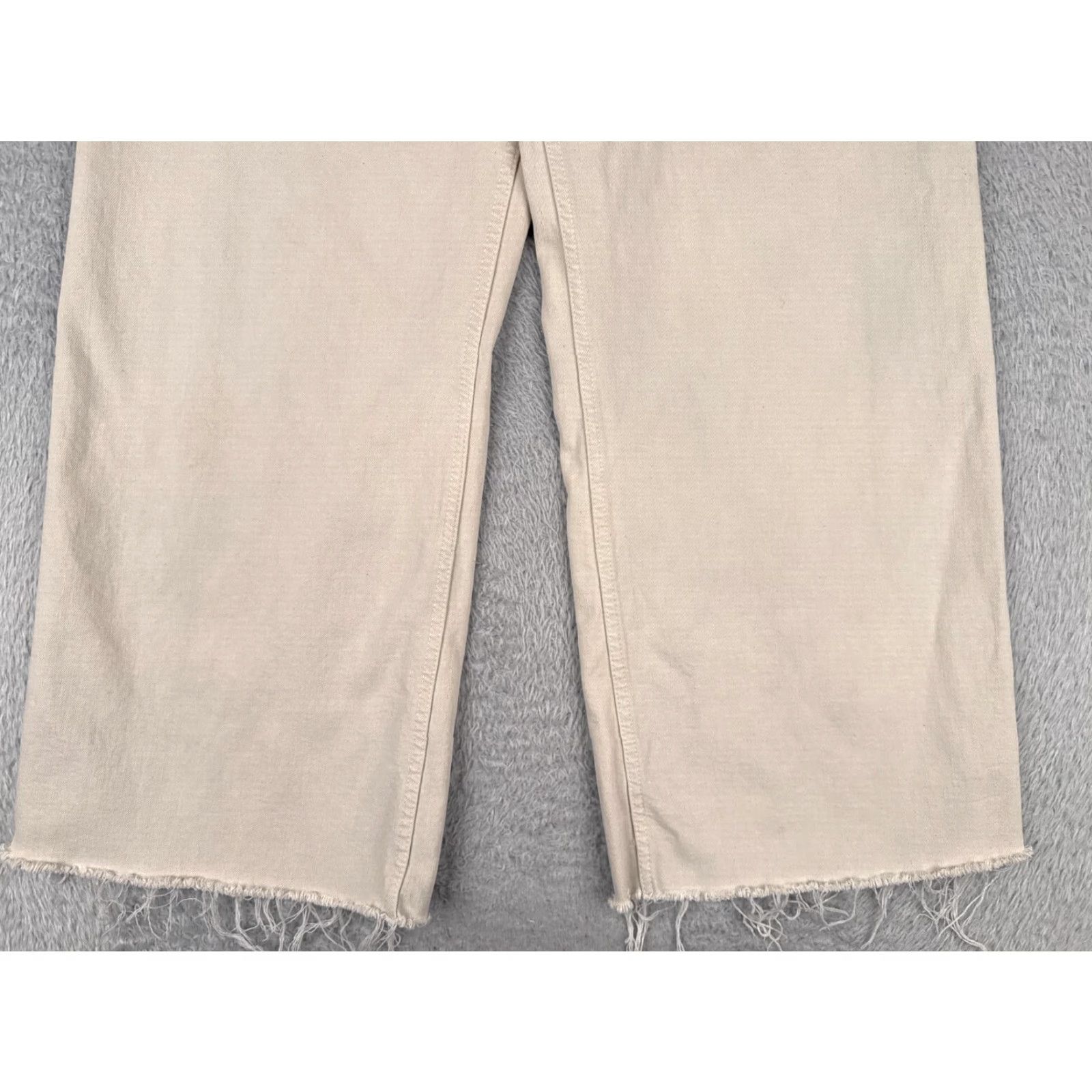 Zara Zara Jeans Womens Jeans Beige Denim Wide-Leg High Rise 32x28 Regular 5-Pocket Design Distressed Comfort Stretch Size 34" / US 12 / IT 48 - 2 Thumbnail