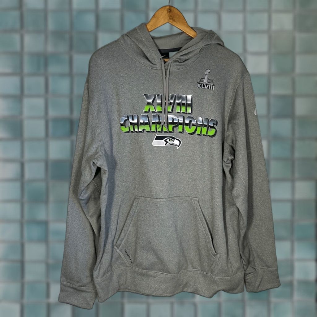 Nike Nike Therma Fit NFL Seattle Seahawks Gray Super Bowl Champions Hoodie L Mens Multicolor Pullover Seahawks Football 90s? Size US L / EU 52-54 / 3 - 1 Thumbnail