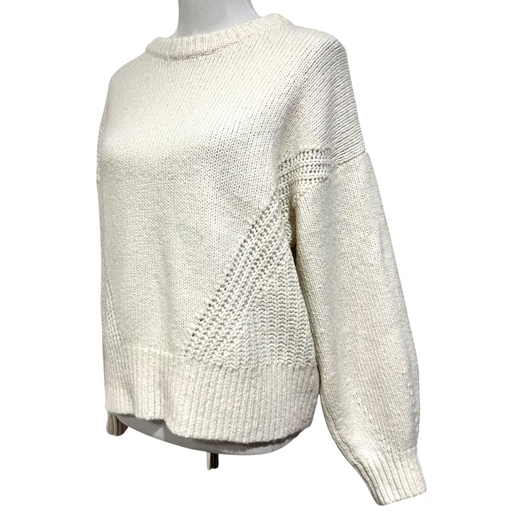 Madewell Madewell Womens 1X Ivory Cream Chunky Knit Wool Blend Sweater Pullover Size XL / US 12-14 / IT 48-50 - 2 Thumbnail