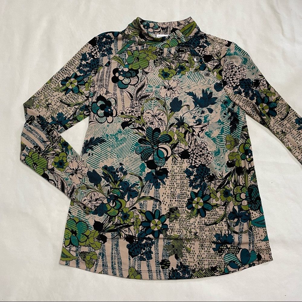 Other New Susan Graver Mallard Printed Liquid Knit Mock-Neck Top Size S / US 4 / IT 40 - 5 Thumbnail
