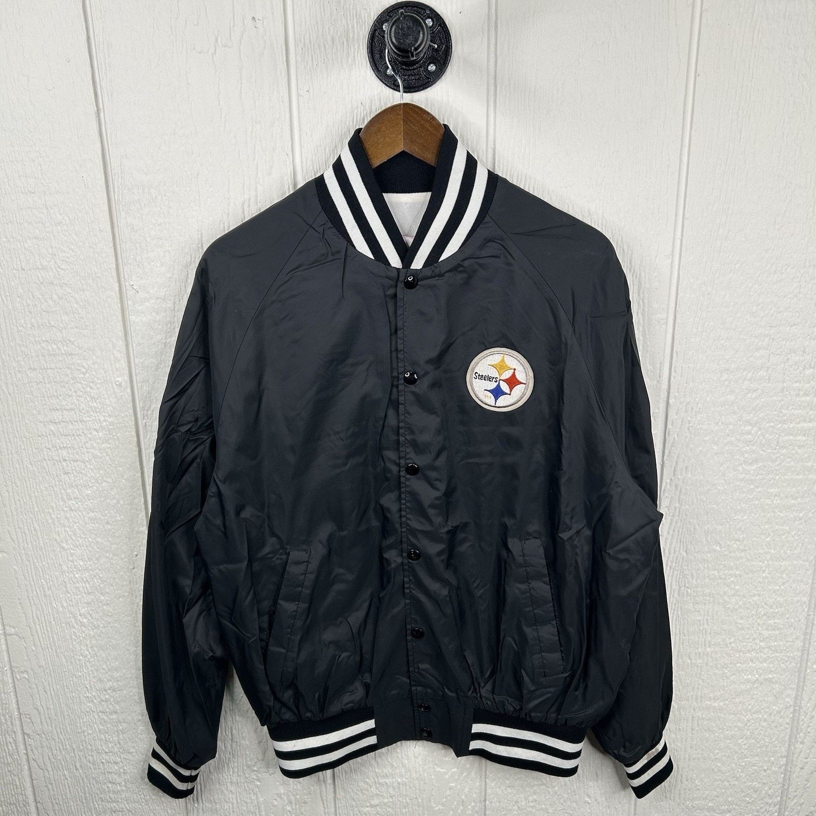 & Other Stories 80’s Black Pittsburgh Steelers Bomber Varsity Jacket Size XL Size US XL / EU 56 / 4 - 1 Thumbnail