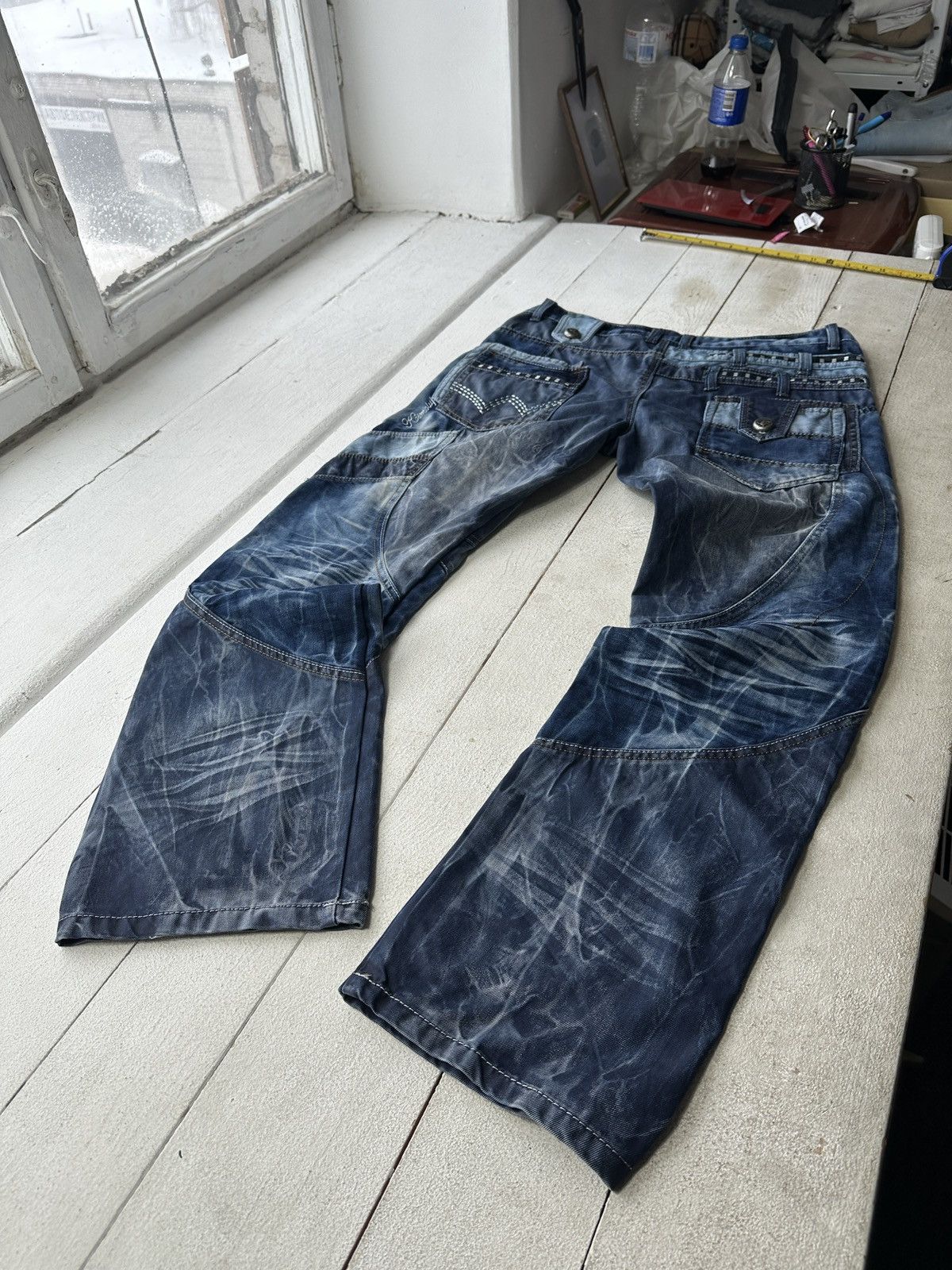 Japanese Brand 🚨Japanese Cosmo Lupo Baggy Distressed Opium Punk Jeans Owens Size US 34 / EU 50 - 13 Thumbnail