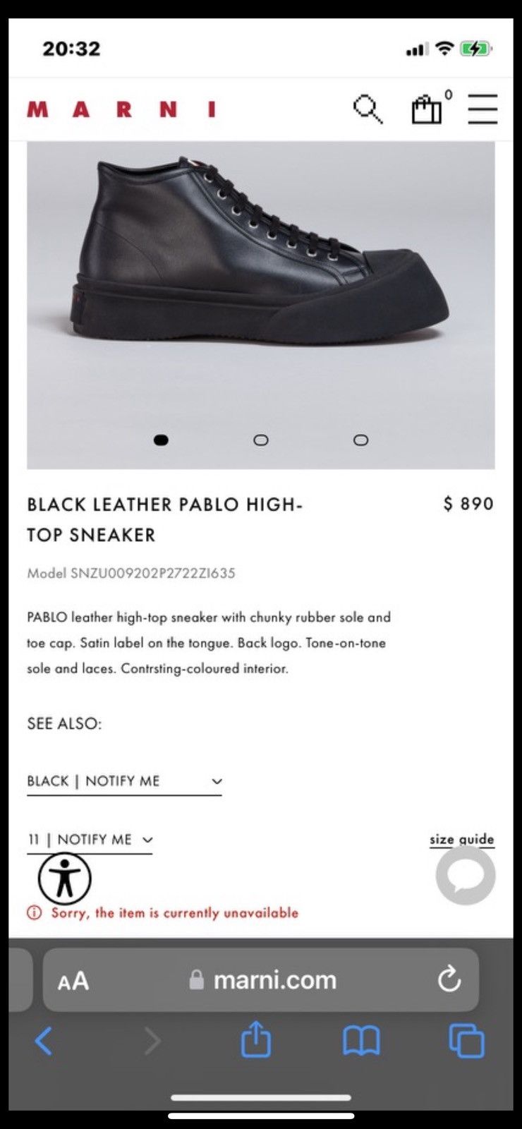 image of Marni Sneakers in Black, Men's (Size 11)