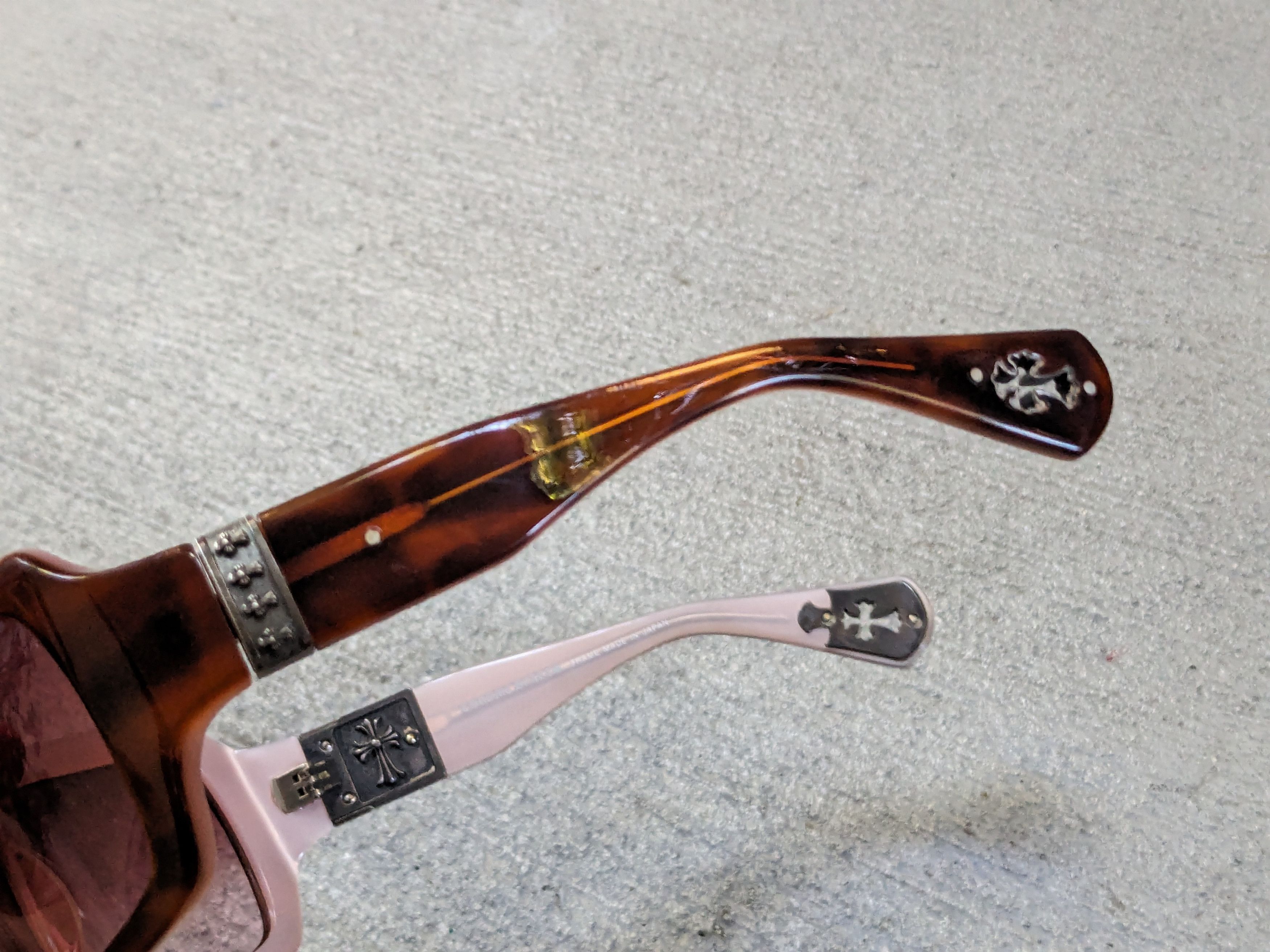 Chrome Hearts Chrome Hearts Sunglasses Cream Brown Pink Cross Sterling Size ONE SIZE - 8 Thumbnail