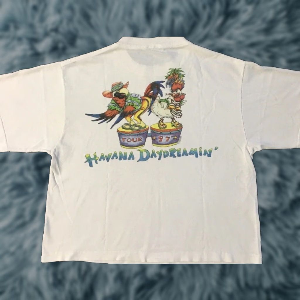 Vintage VINTAGE Jimmy Buffett Havana Daydreamin’ Faded Cropped Shirt S Surf Rock Band Crew Neck Short Sleeve White 90s Tour Retro Beach Size US S / EU 44-46 / 1 - 1 Thumbnail