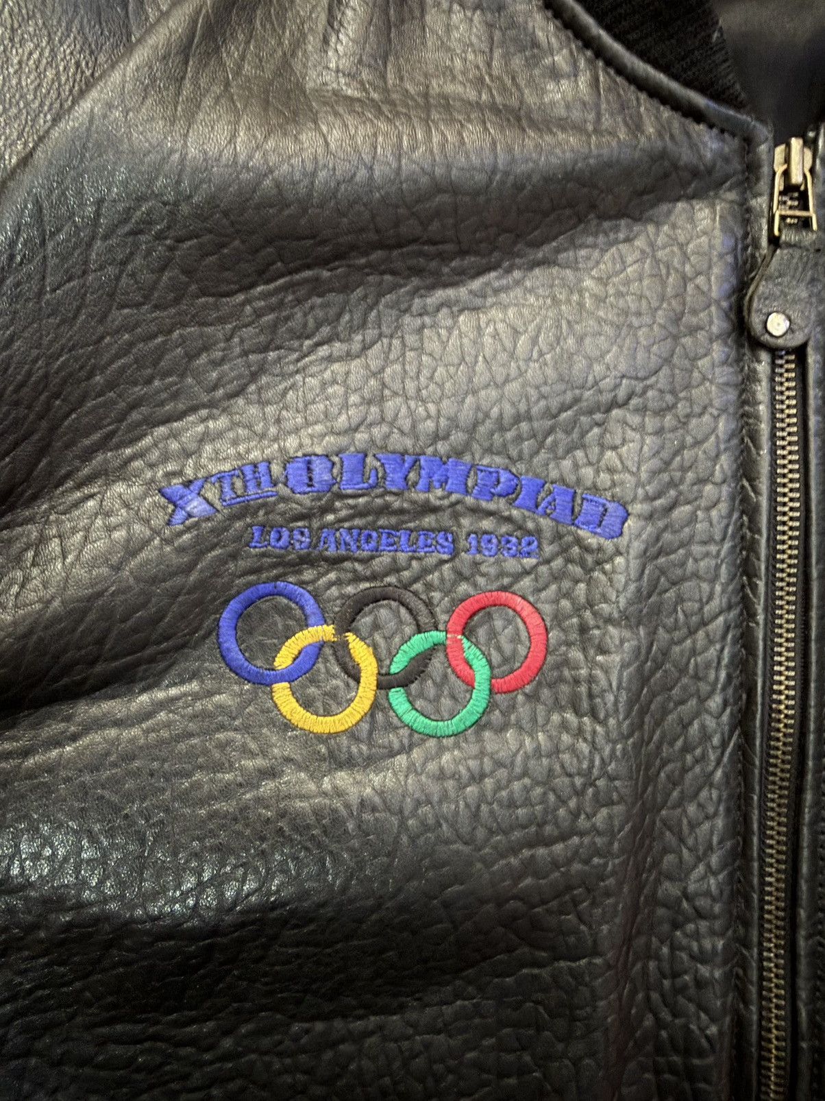 Adidas Vintage 80s Adidas Leather Jacket – Black Olympics Bomber Size US M / EU 48-50 / 2 - 10 Thumbnail