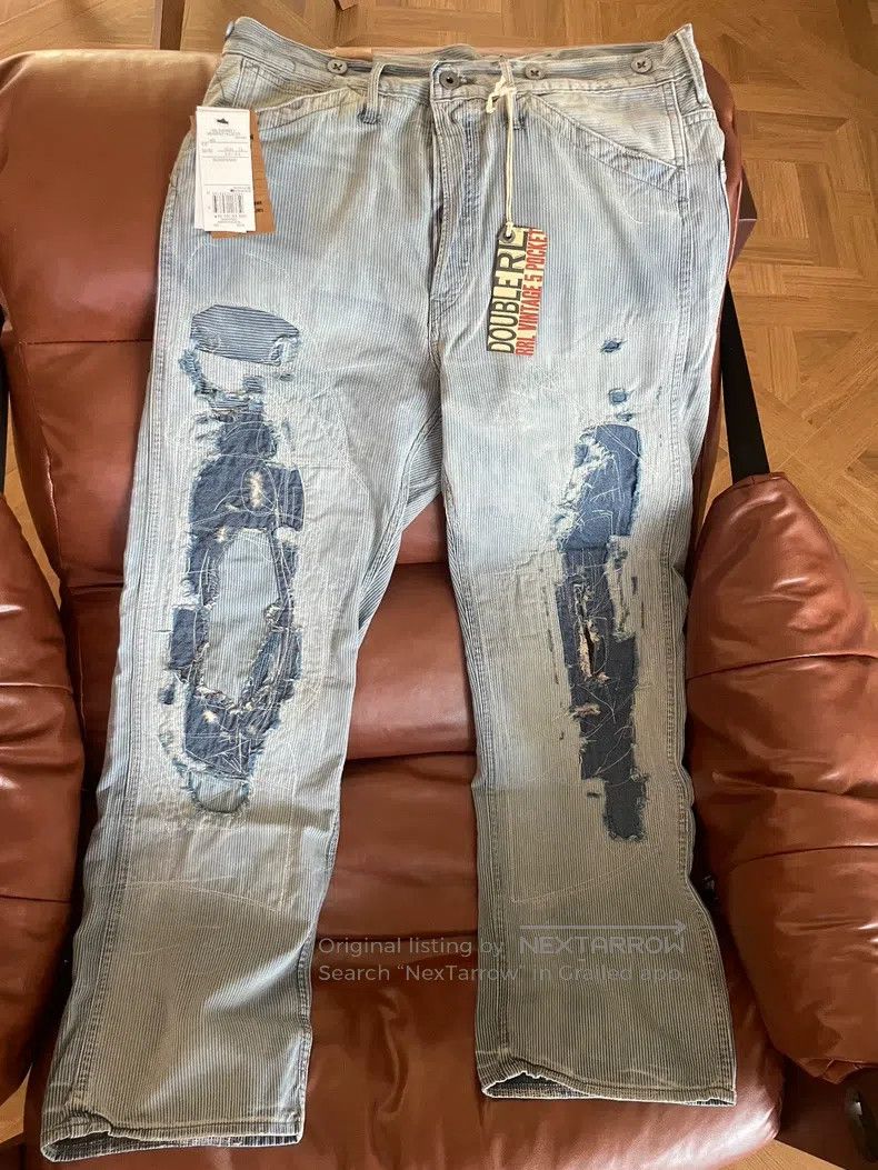 RRL Ralph Lauren Patchwork striped pants work pants jean