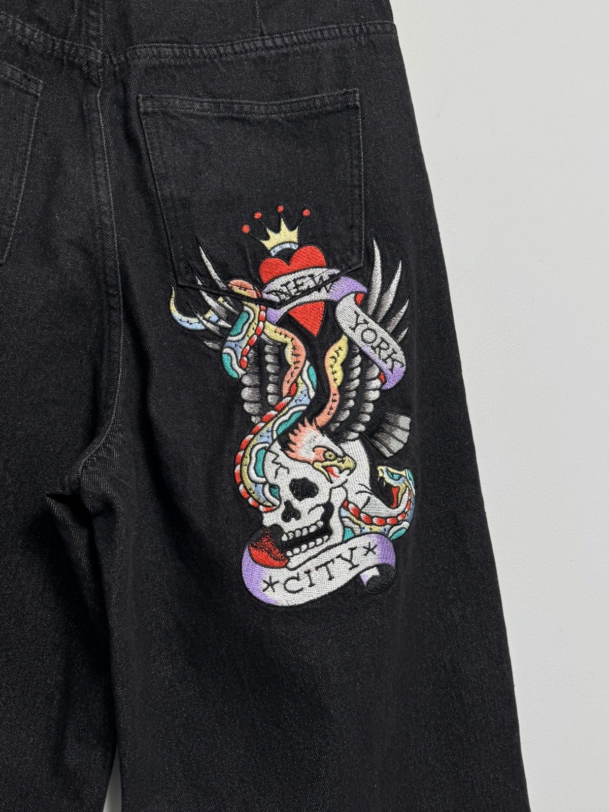 Ed Hardy Ed Hardy Black Denim Jeans Size 30 Embroidered Skull Snake Size US 30 / EU 46 - 4 Thumbnail