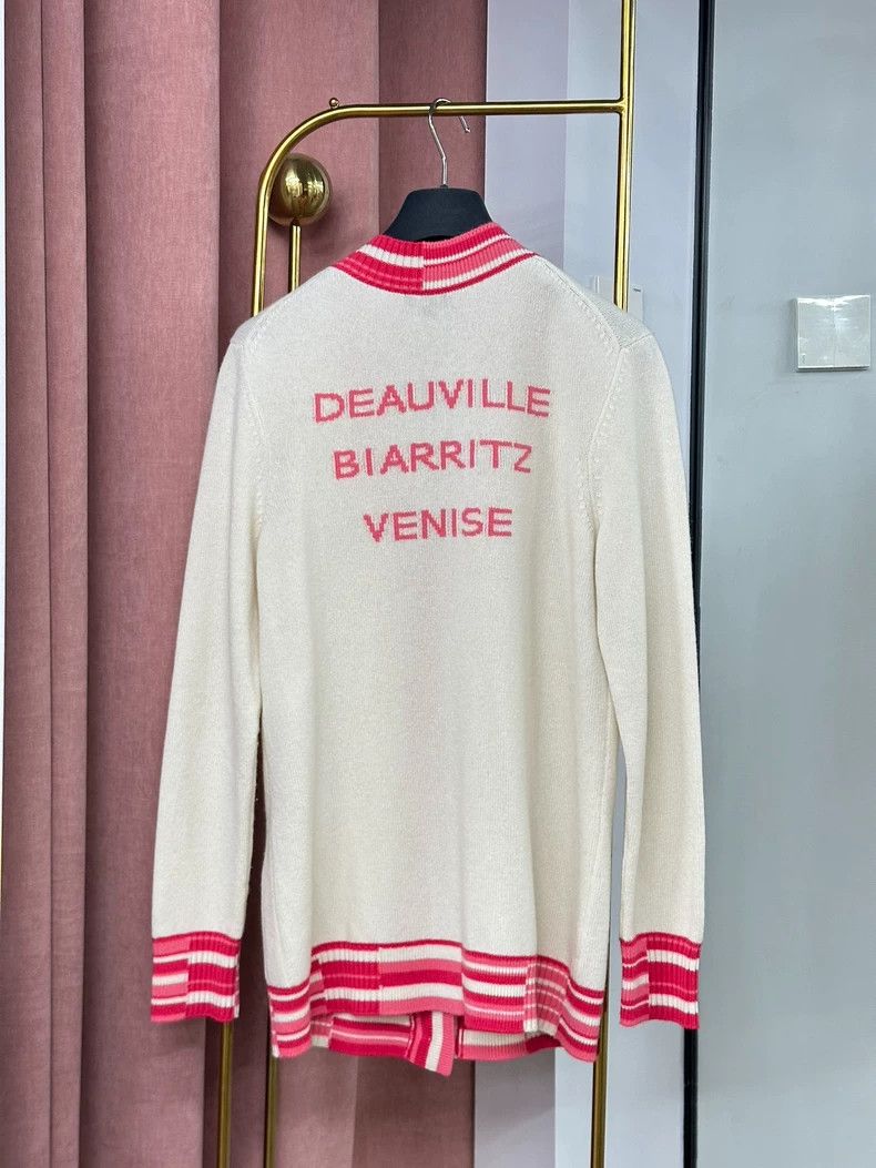 Chanel Chanel Pink and white color-blocked V-neck cashmere cardig Size XS / US 0-2 / IT 36-38 - 6 Thumbnail