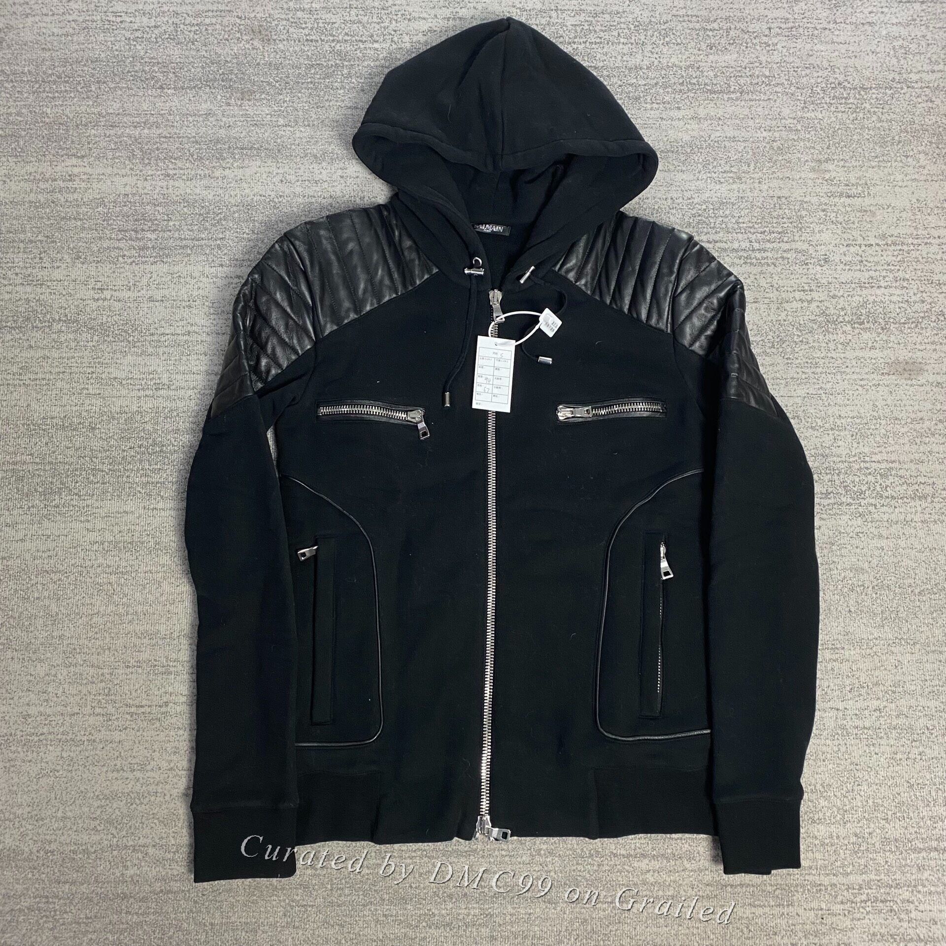 Balmain Balmain perforated leather zip-up hoodie | Grailed