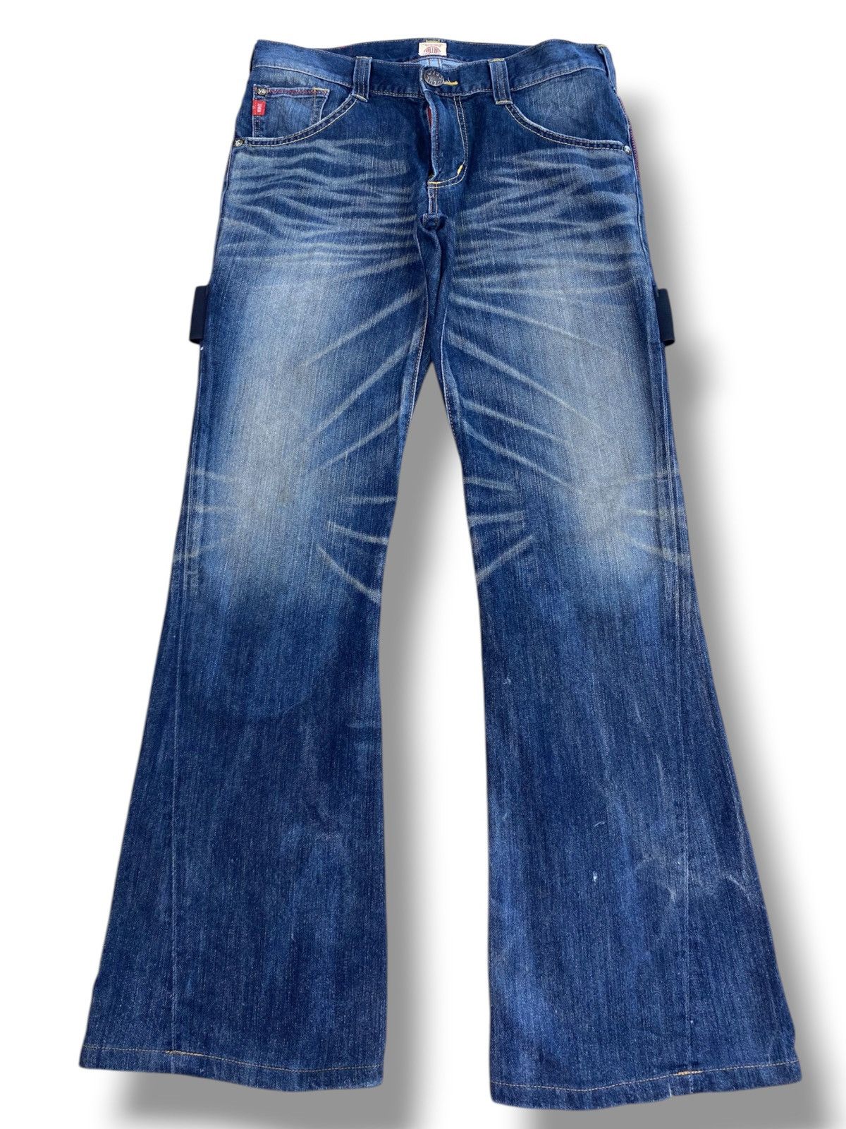Edwin Edwin Blue Trip Whiskers Faded Wash Style Flare Jeans Size US 34 / EU 50 - 1 Thumbnail
