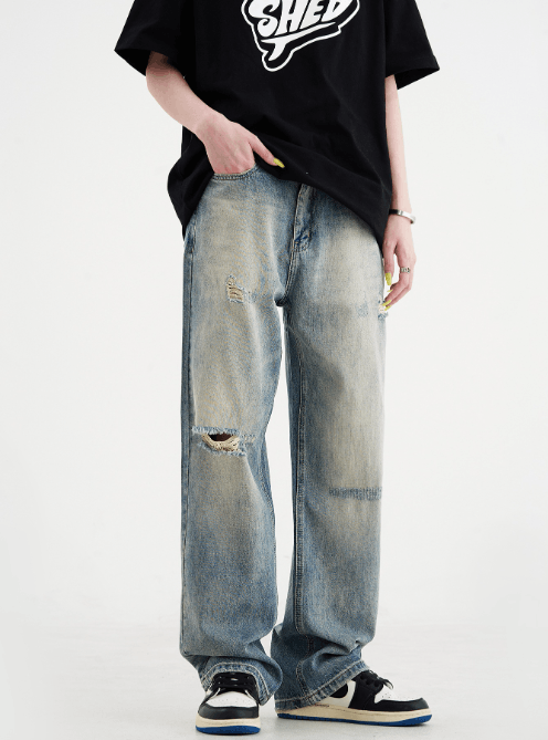 Japanese Brand American high street washed distressed vintage ripped jeans Size US 32 / EU 48 - 1 Thumbnail