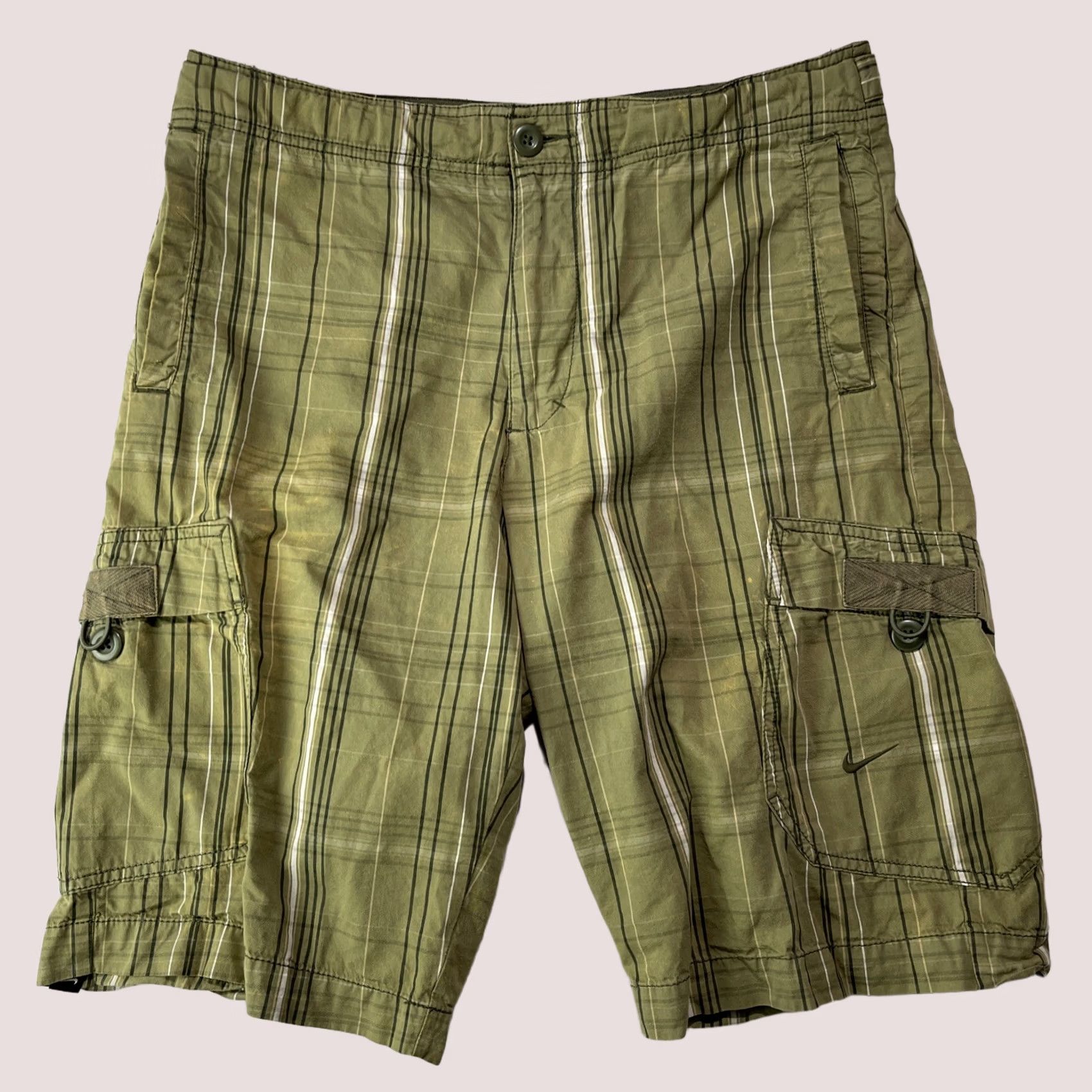 Nike VINTAGE Nike Shorts Mens M Green Hiking Outdoor Plaid Drawstring Swoosh Size US 31 - 1 Thumbnail
