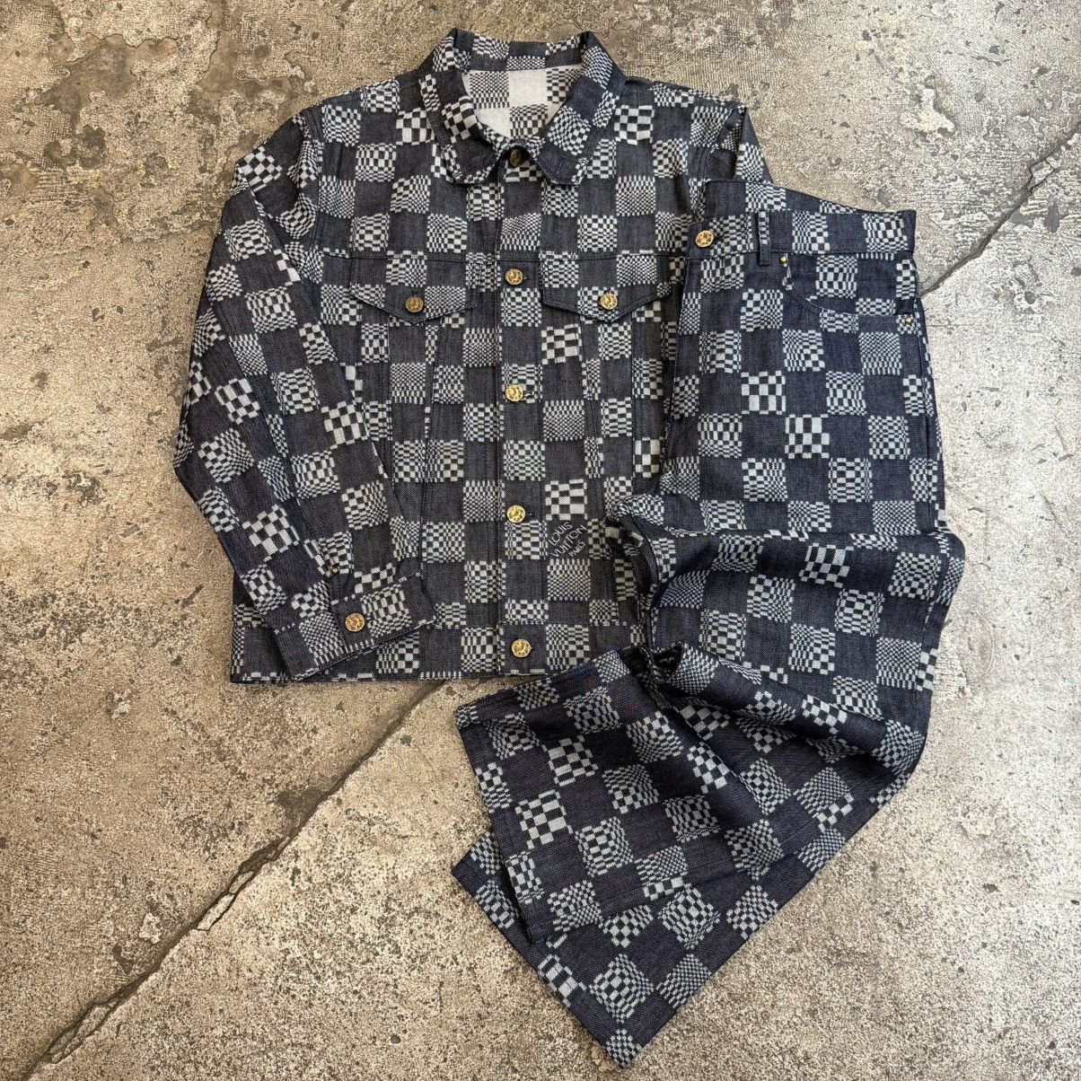 Louis Vuitton Louis Vuitton Distorted Damier Denim Jacket And Pants Set Size US L / EU 52-54 / 3 - 1 Thumbnail