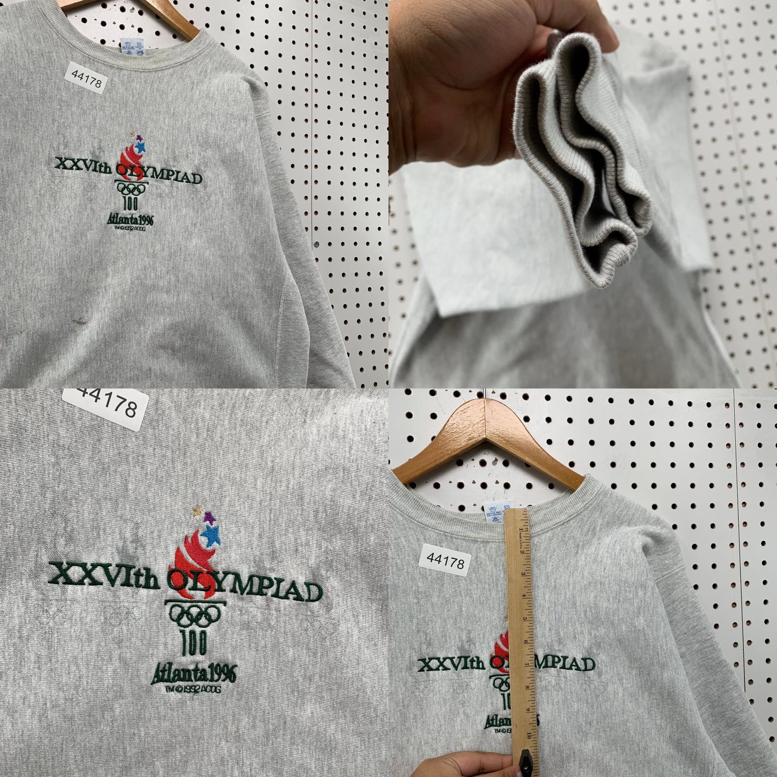 Champion VINTAGE Champion Reverse Weave Sweatshirt Mens XL Gray 90s Atalanta Olympics Reversible Fleece Pullover Sports Theme Size US XL / EU 56 / 4 - 8 Thumbnail