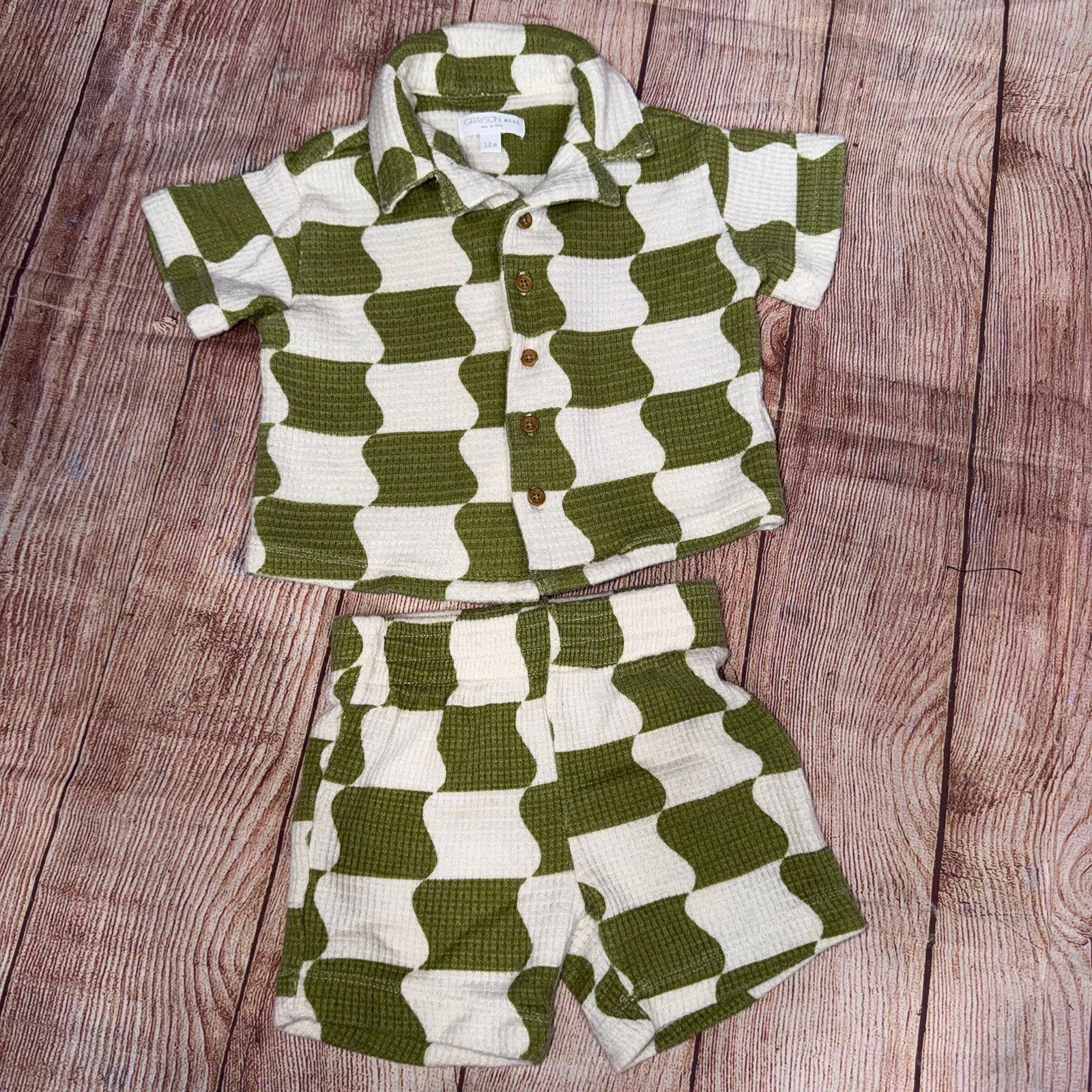 Other Grayson Mini Waffle Knit Shirt and Shorts Set Size 12 Months Size ONE SIZE - 2 Thumbnail
