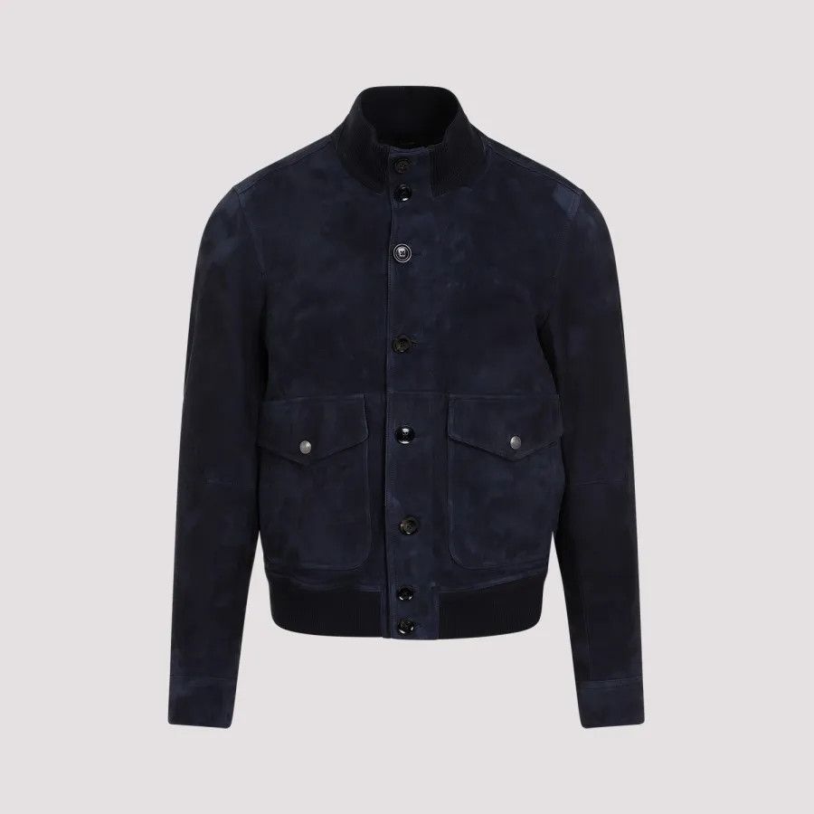 Tom Ford o1w1db10225 LBS042 Suede Jacket in Navy Blue Size US S / EU 44-46 / 1 - 1 Thumbnail