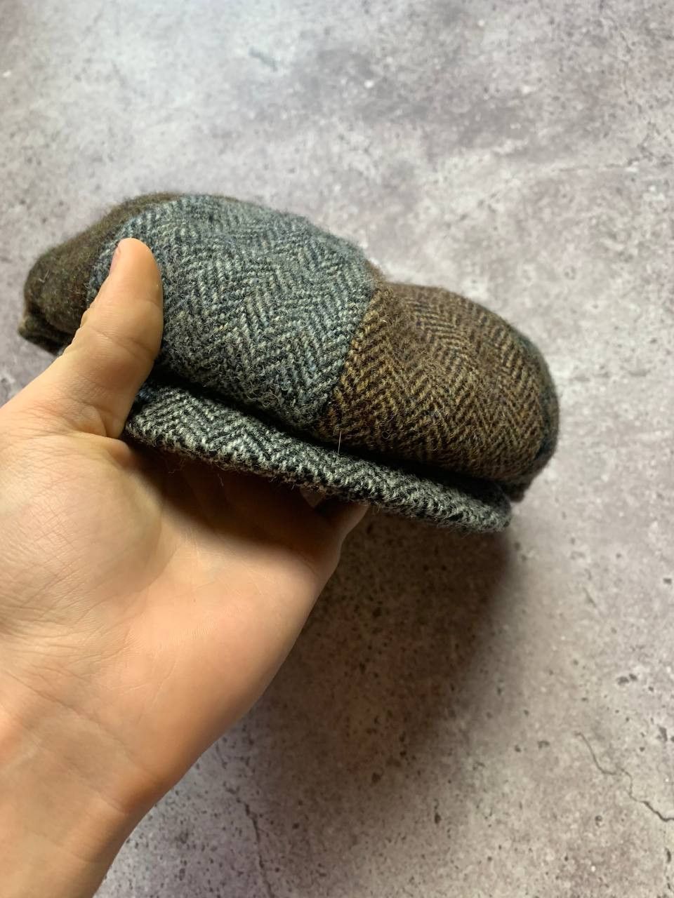 Harris Tweed Vintage 90's Harris Tweed Patchwork herringbone flat cap hat Size ONE SIZE - 6 Thumbnail