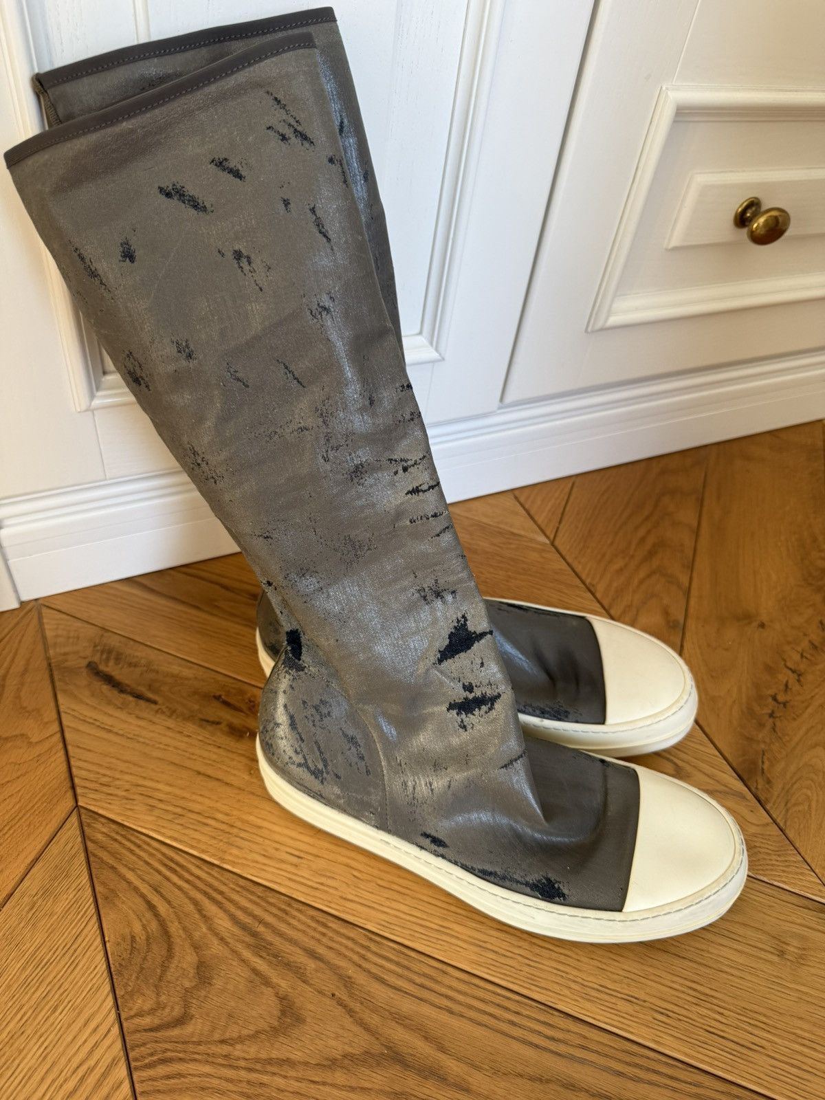 Rick Owens Drkshdw Rick Owens waxed distressed sock ramones Size US 11 / EU 44 - 1 Thumbnail