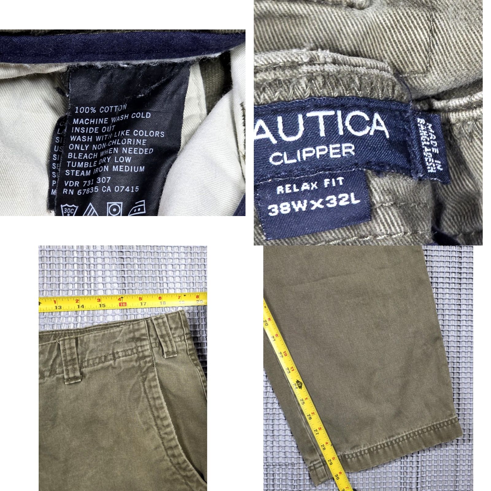 Nautica VINTAGE Nautica Pants 38x30 Cargo Wide-Leg Canvas Olive Green 90s Army Grunge Hip Hop Club Clip... Size US 38 / EU 54 - 10 Thumbnail
