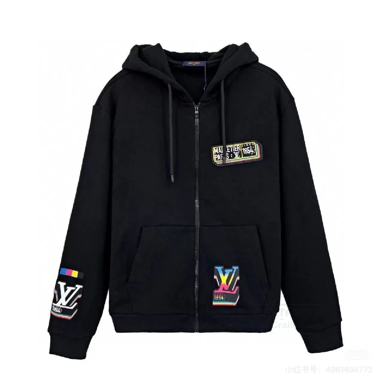 Louis Vuitton LV Painted Graffiti Black Hooded Zip Sweatshirt. Size US L / EU 52-54 / 3 - 5 Thumbnail
