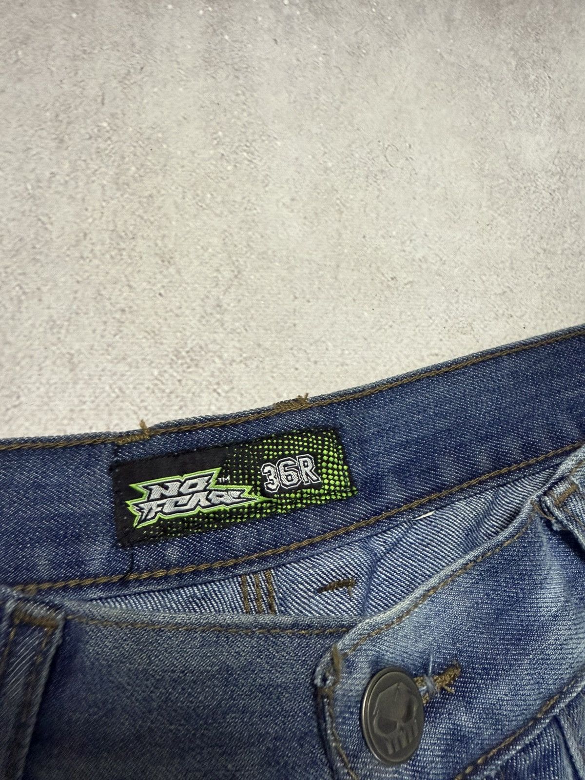 Japanese Brand × No Fear SICK🚨 No Fear Jeans Denim Pants Baggy Straight Wash Rap 90s Size US 36 / EU 52 - 10 Thumbnail