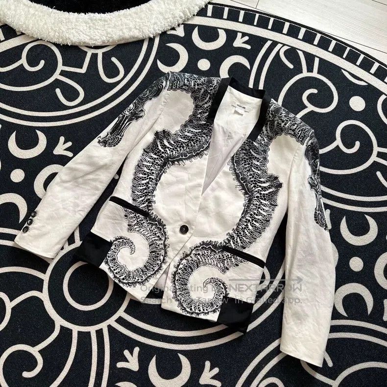 Helmut Lang Helmut Lang 2000s seahorse print tweed blazer Size XS / US 0-2 / IT 36-38 - 3 Thumbnail