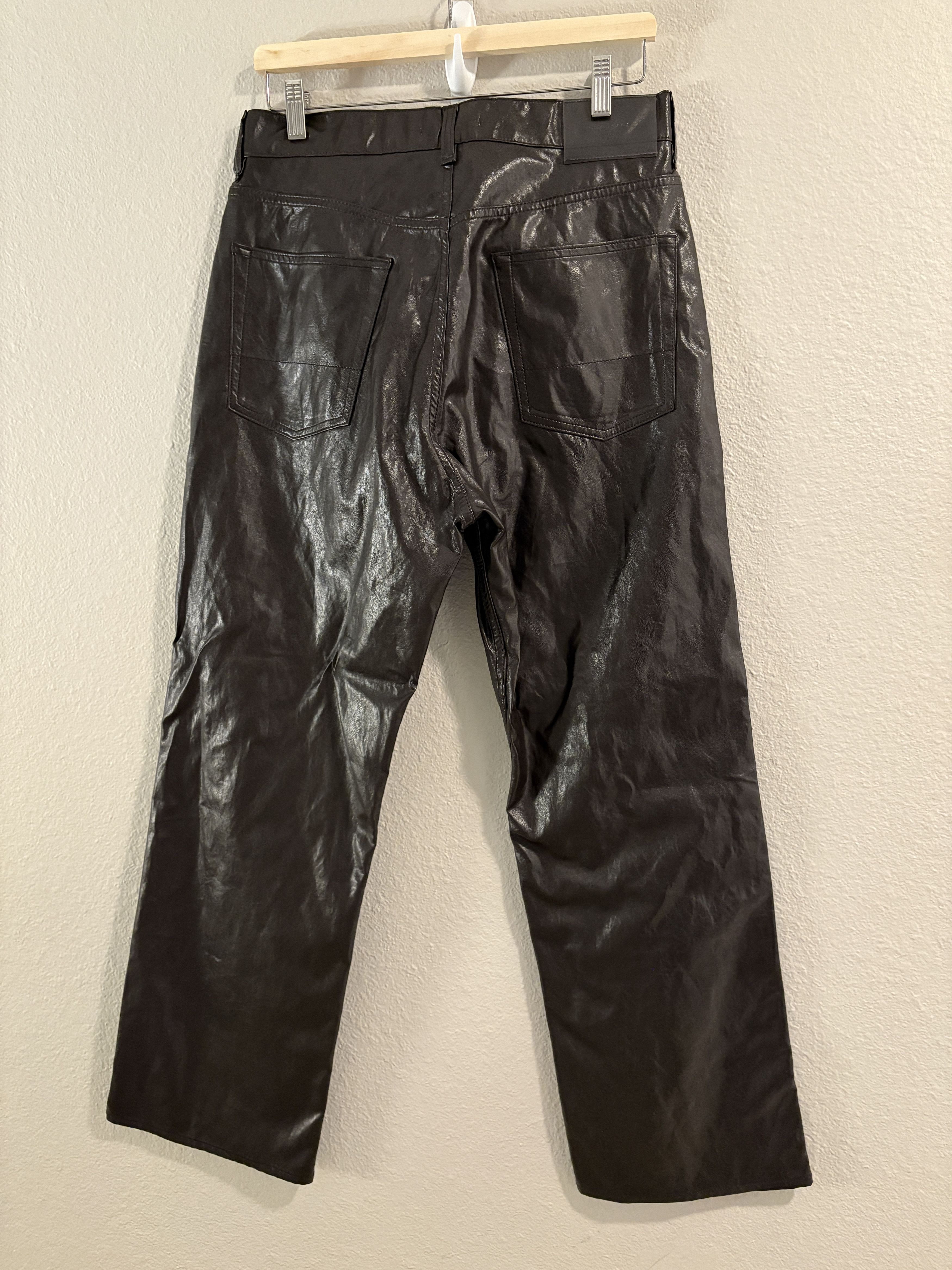 Our Legacy Extended Third Cut Faux Leather Pants Black Brown Size US 31 - 2 Thumbnail