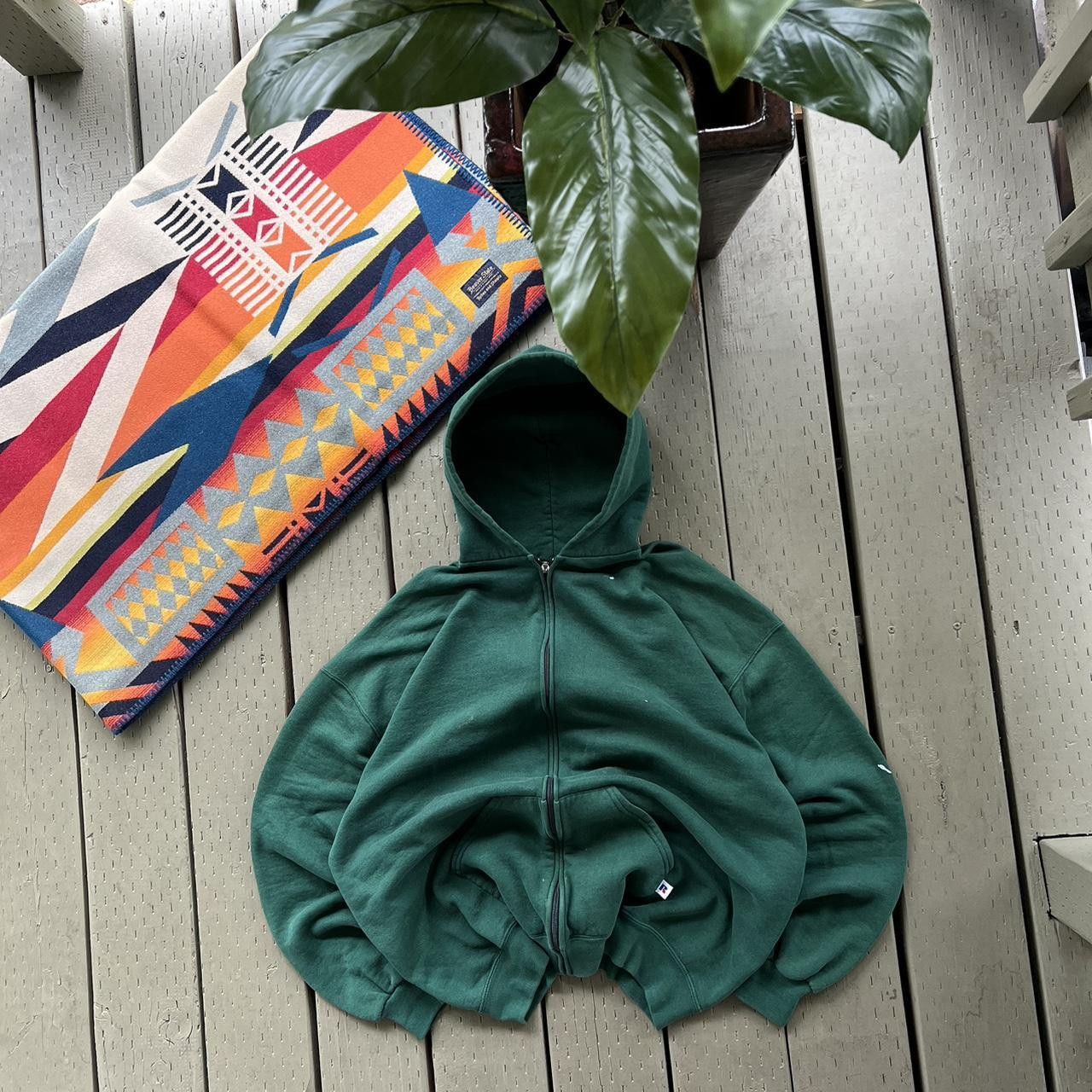 Russell Athletic Vintage Russell Athletic Zip Up Hoodie Green Boxy 