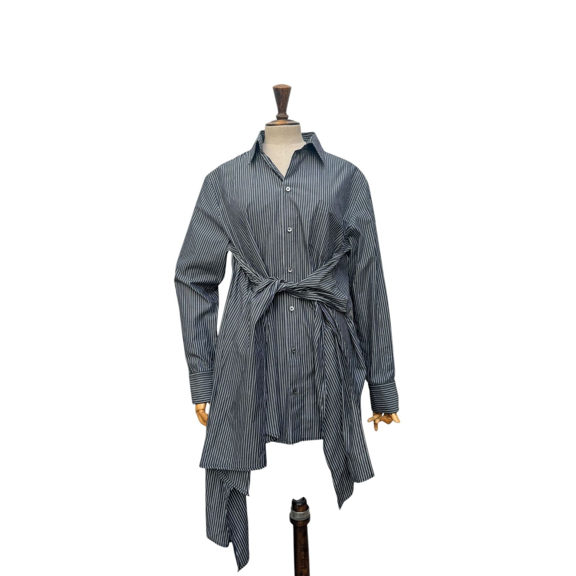 Grey Striped Cotton Shirt