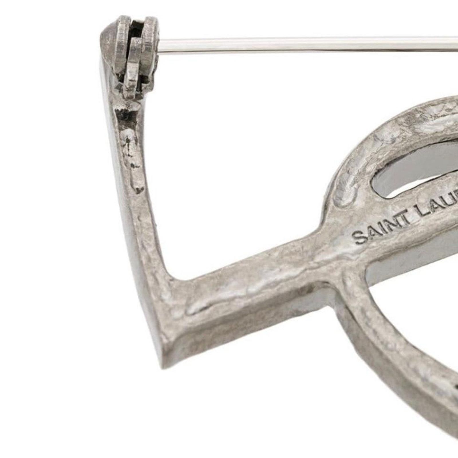 Saint Laurent Paris Monogram YSL logo silver tone brooch Size ONE SIZE - 3 Thumbnail