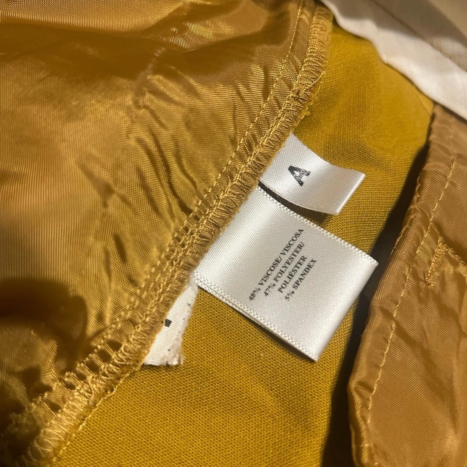 Ann Taylor ANN TAYLOR Pants 8 Mustard Yellow Straight Leg Flat Front Size 30" / US 8 / IT 44 - 5 Thumbnail