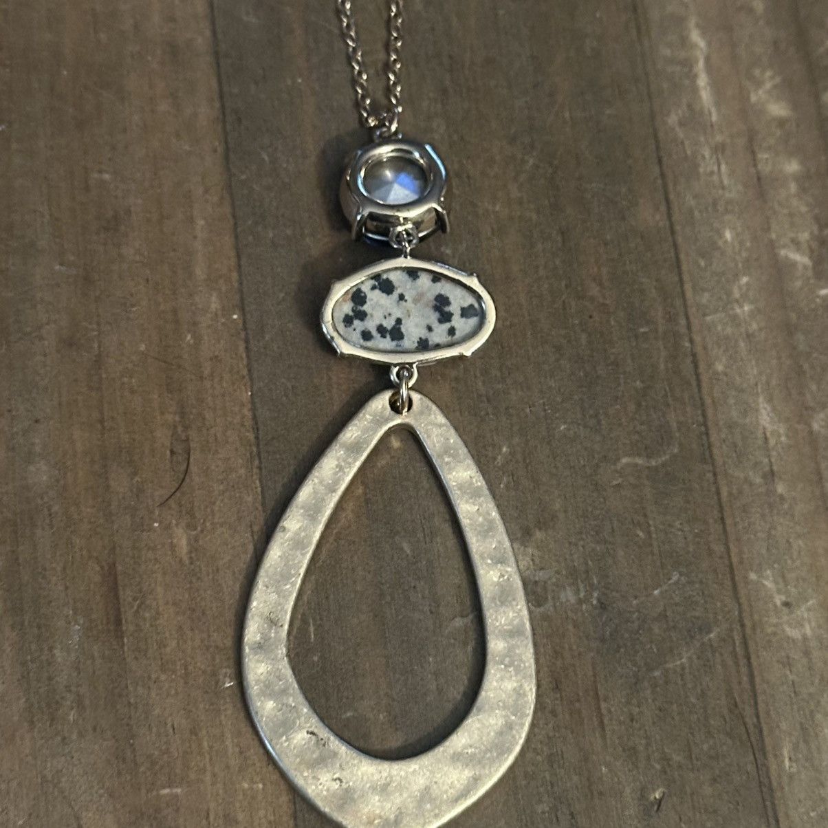 Loft Vintage Loft gold teardrop Jasper & quartz pendant necklace Size ONE SIZE - 4 Thumbnail