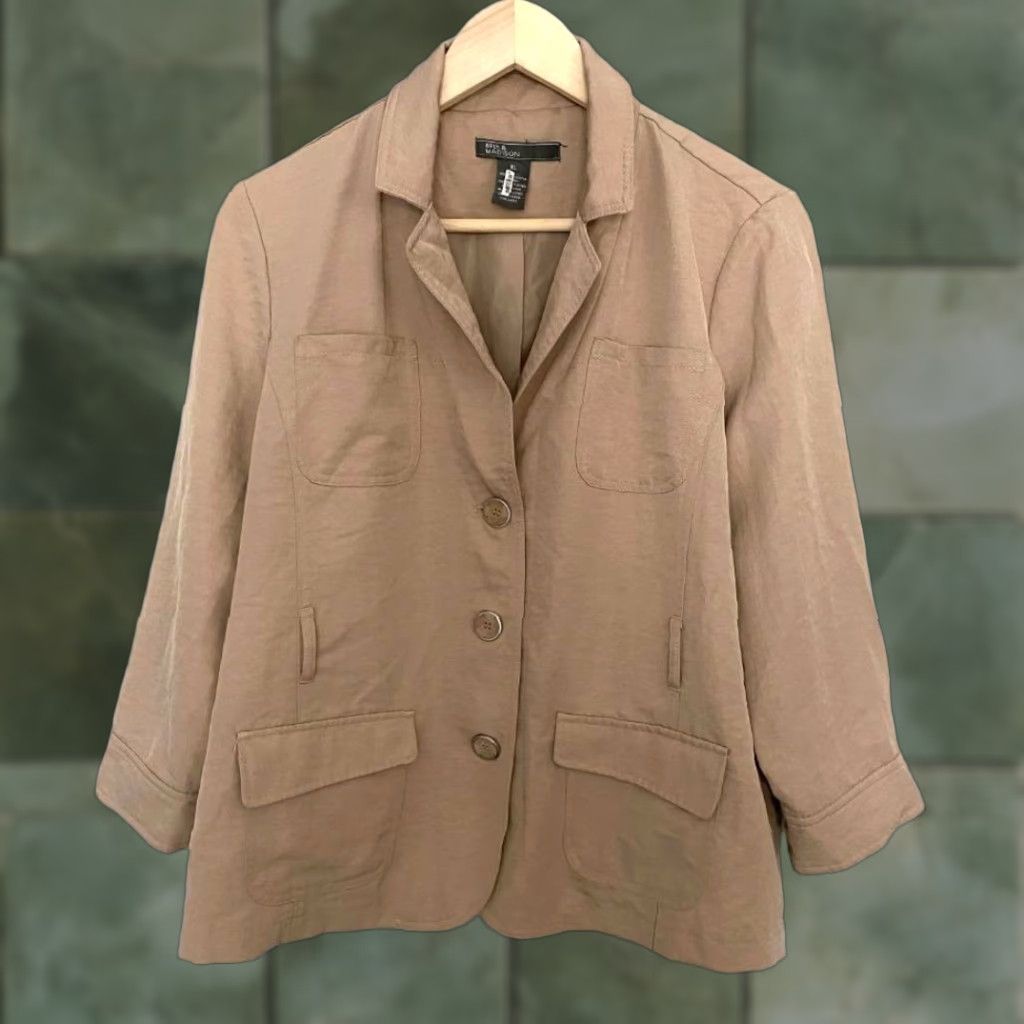 Vintage VINTAGE 89th & Madison Womens Suit Jacket Beige Notch Lapel Flap Pockets Lined Blazer XL Size XL / US 12-14 / IT 48-50 - 1 Thumbnail