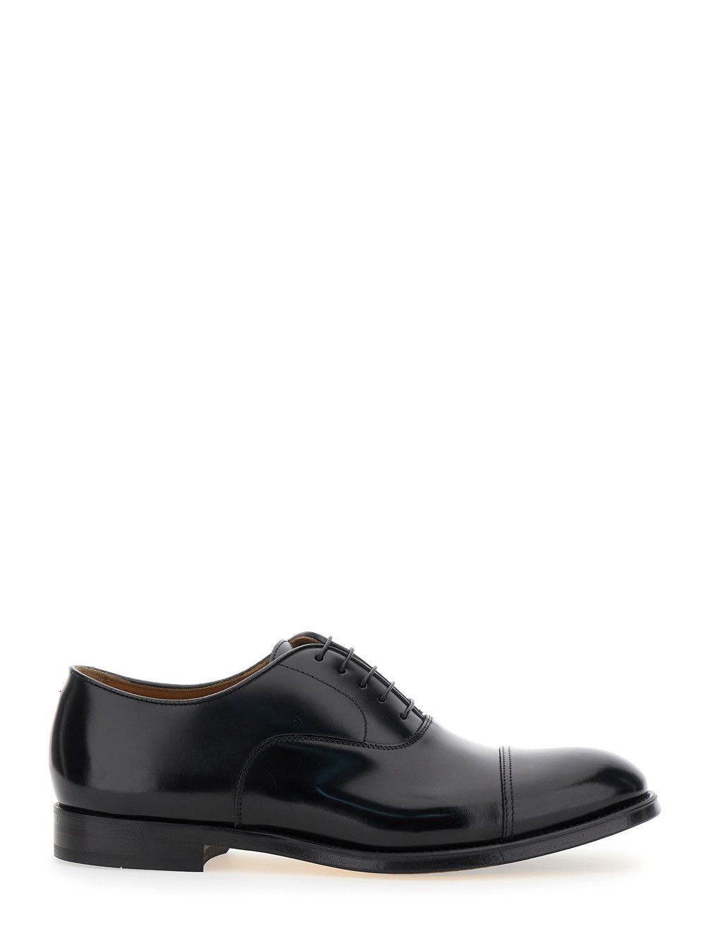 Doucals Black Oxford Shoes With Five Holes In Smooth Leather Man, Men's (Size 12)
