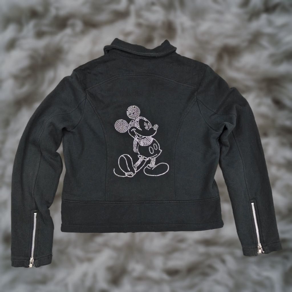 Disney Disney Parks Jacket Womens Medium Black Mickey Mouse Moto Zip Rhinestone Back Jacket Size M / US 6-8 / IT 42-44 - 1 Thumbnail