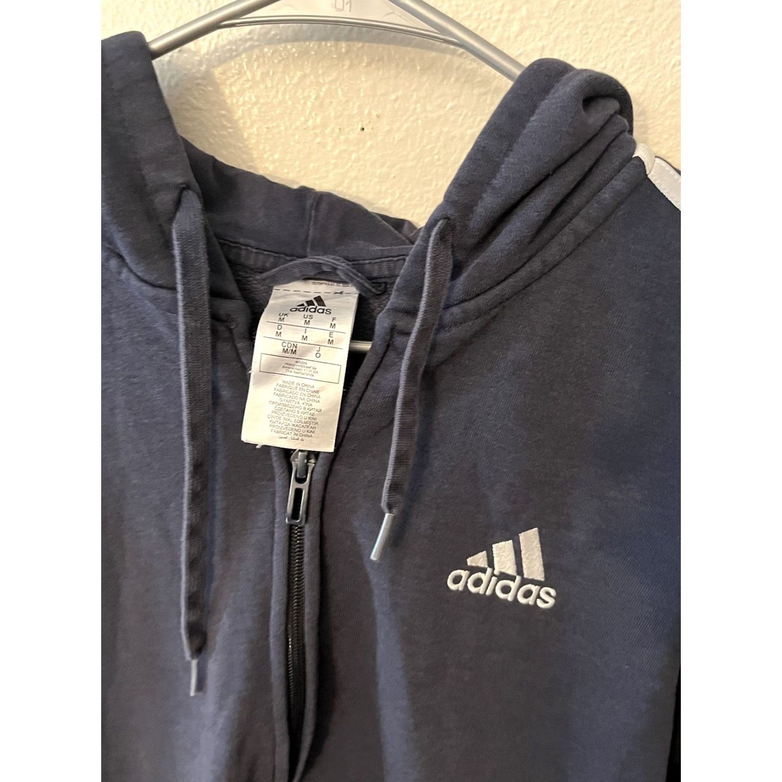 Adidas Adidas Hoodie Sweatshirt Men's Medium Full Zip Navy Blue Activewear Size US M / EU 48-50 / 2 - 2 Thumbnail
