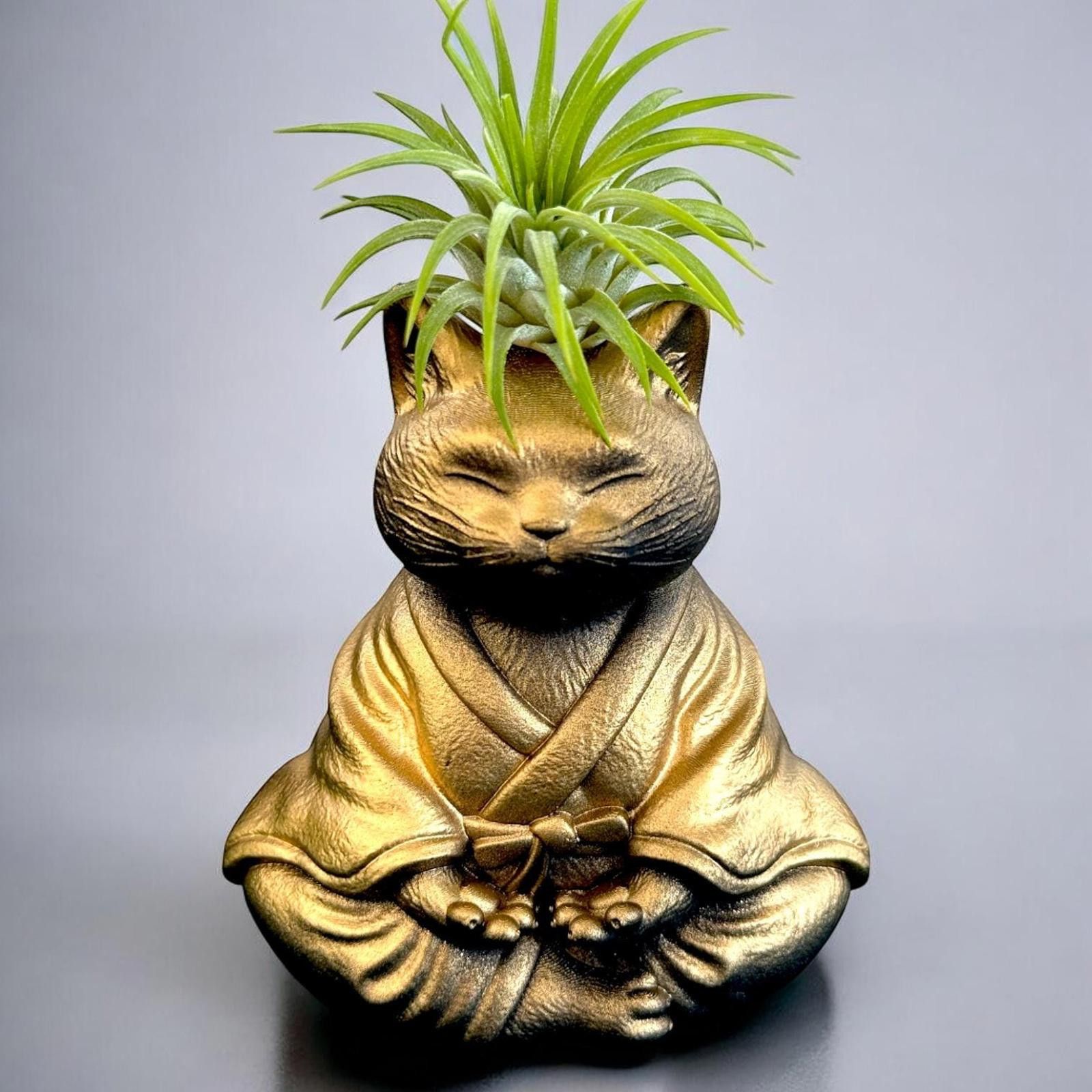 Other Lucky Cat Tillandsia Planter Pot, Golden Zen Decor Air Plant Size ONE SIZE - 6 Thumbnail