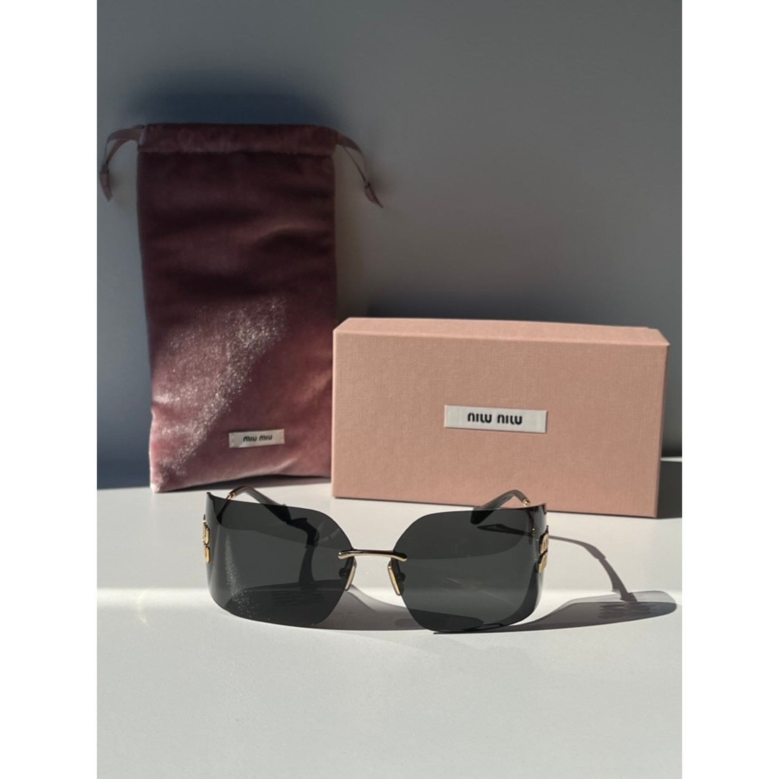 Miu Miu NEW Miu Miu MU54YS Dark Grey Shield Mask Sunglasses $610 Size ONE SIZE - 12 Thumbnail